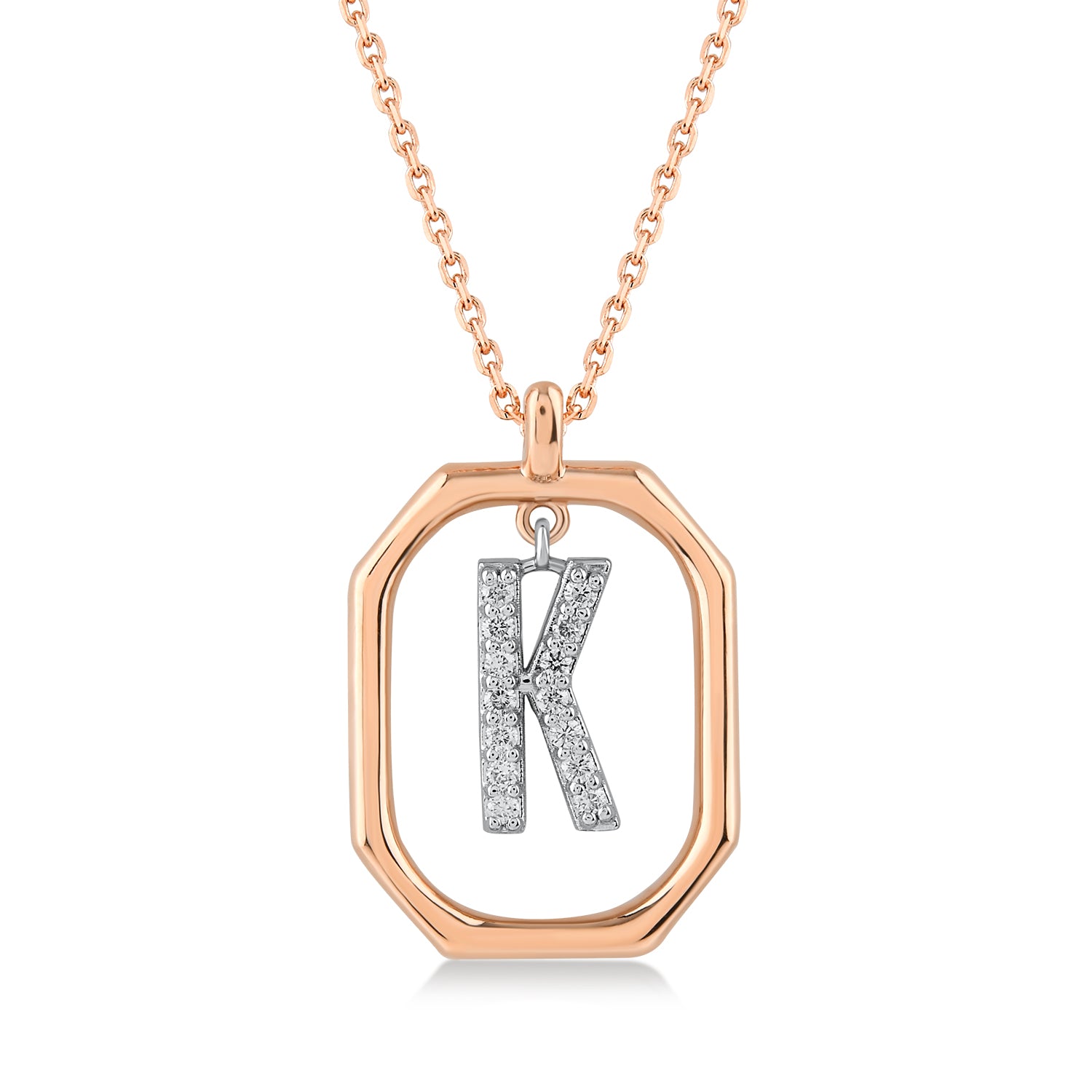 0,10 Karat K Harfi Pırlanta Kolye