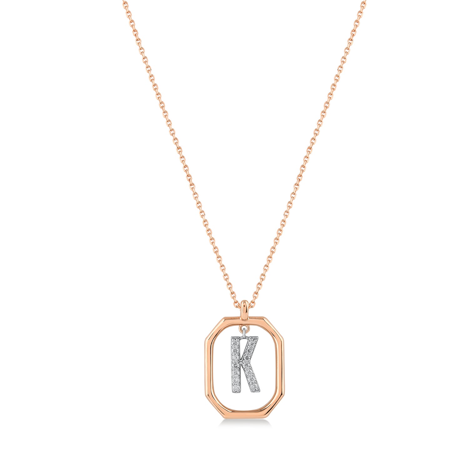 0,10 Karat K Harfi Pırlanta Kolye