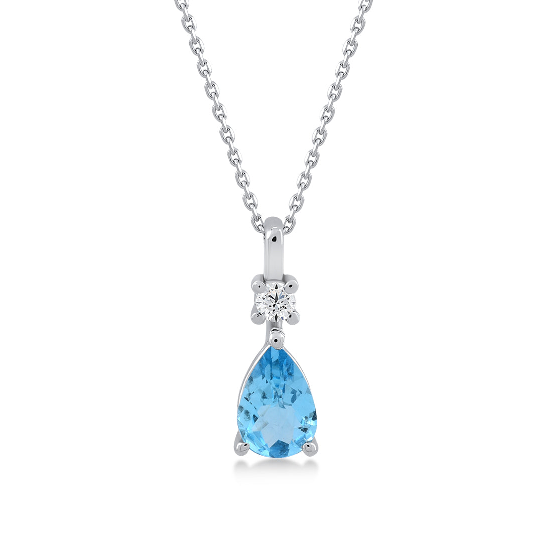 0,43 Karat Pırlantalı Blue Topaz Kolye