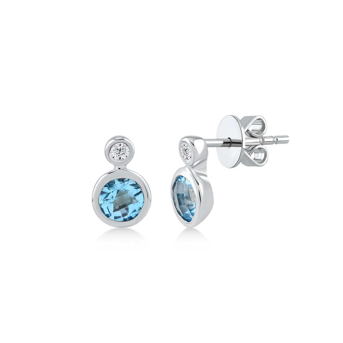 0,56 Karat Pırlanta Blue Topaz Küpe