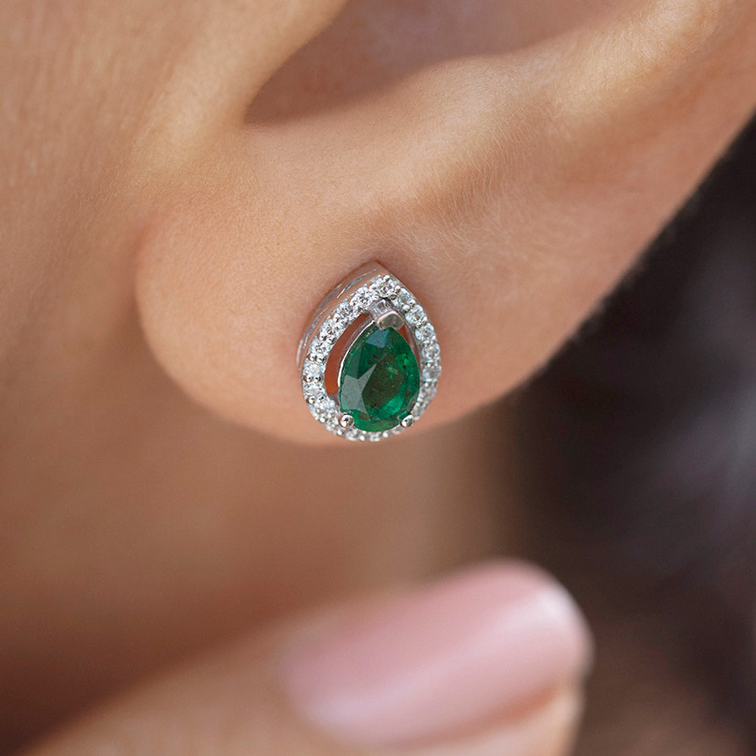 0,78 Karat Pırlanta Safir Küpe