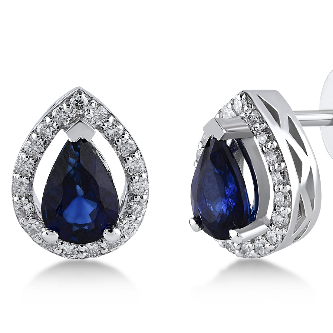 0,78 Karat Pırlanta Safir Küpe