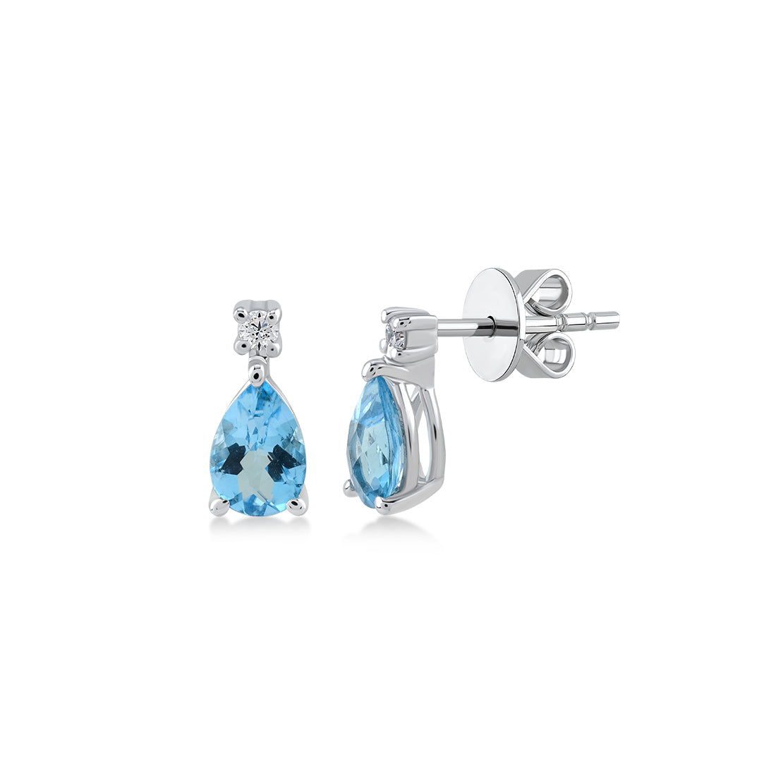 0,84 Karat Pırlanta Blue Topaz Küpe