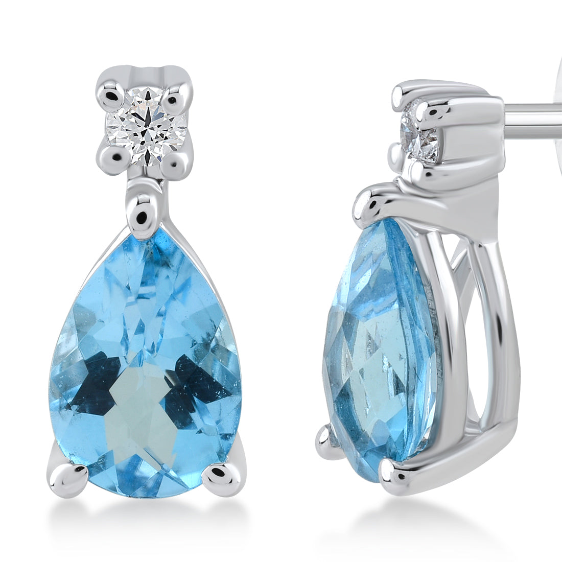 0,84 Karat Pırlanta Blue Topaz Küpe