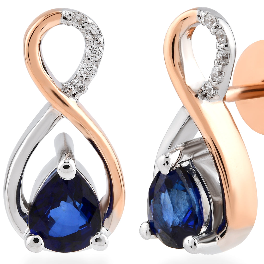 0,84 Karat Pırlanta Safir Küpe