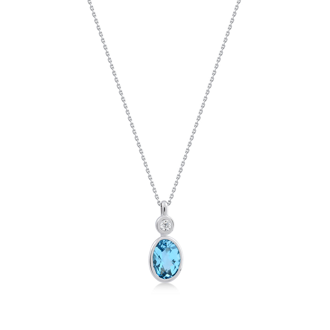 0,87 Karat Pırlanta Blue Topaz Kolye
