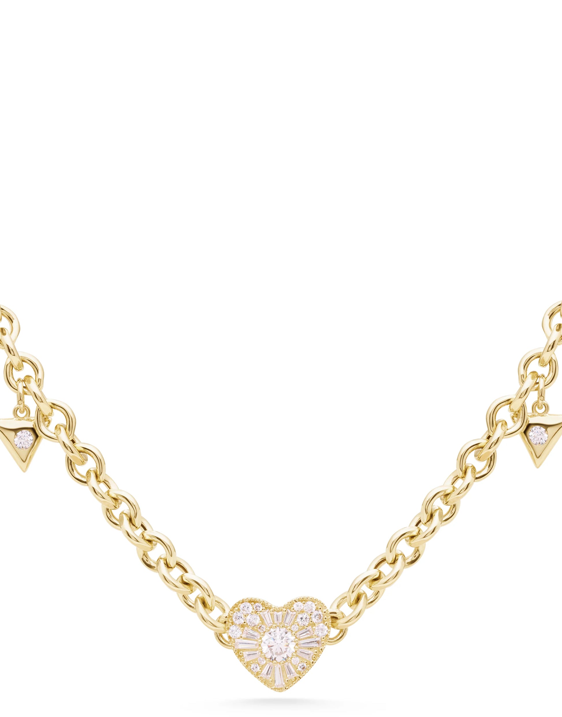 Genola GxÖ Kolyeksiyon Taşlı Kalpli 14 Ayar Altın Choker Kolye
