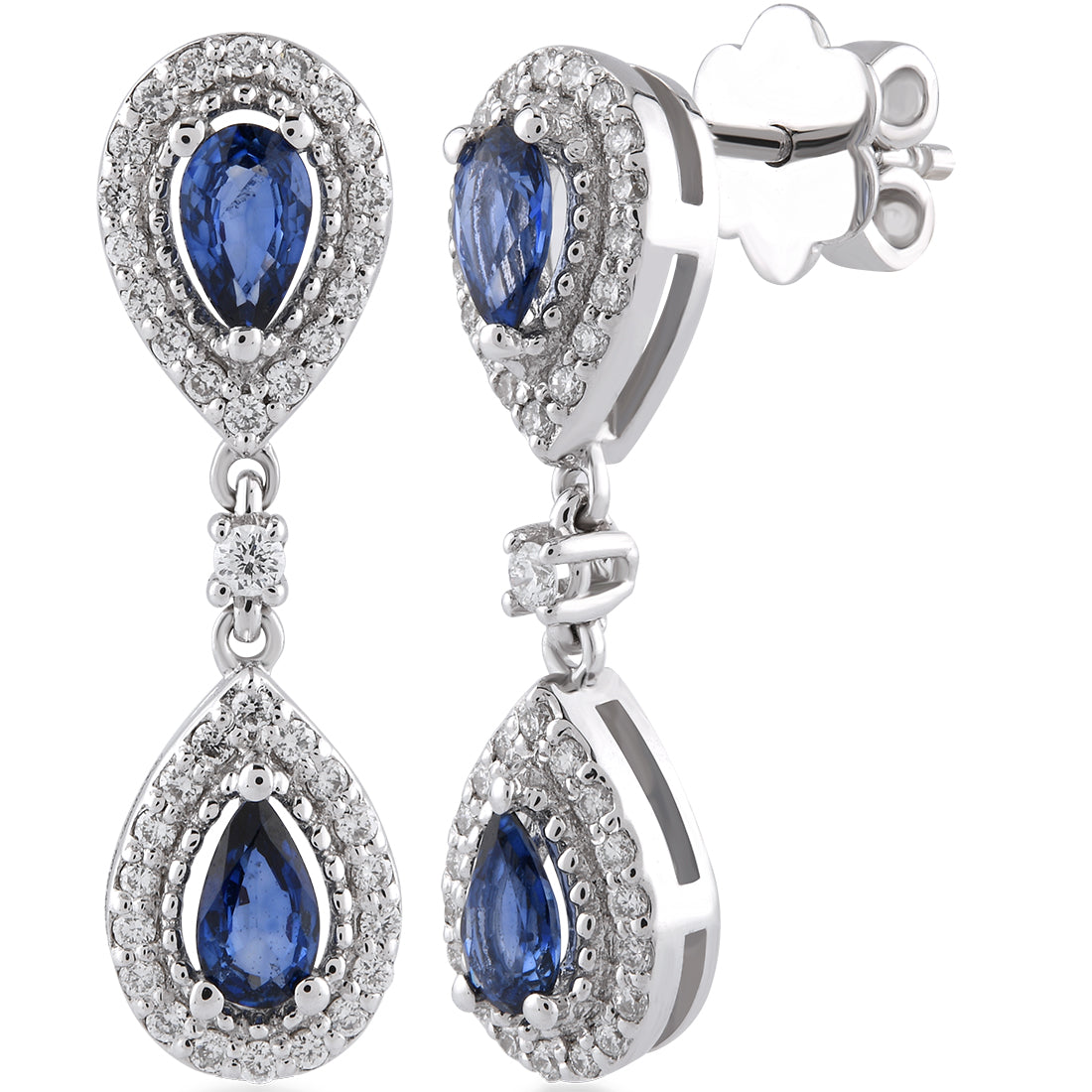 1,00 Karat Pırlanta Safir Küpe