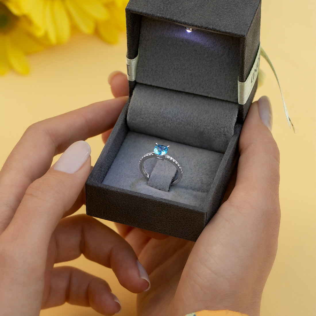 1,08 Karat Pırlanta Blue Topaz Yüzük