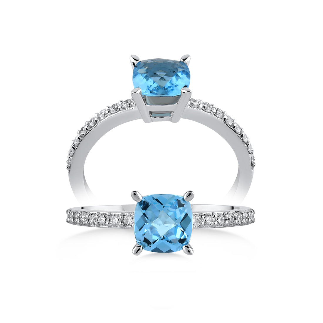 1,08 Karat Pırlanta Blue Topaz Yüzük