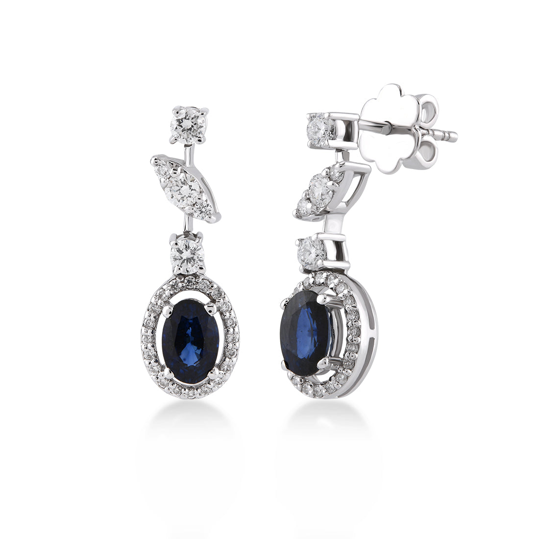 1,55 Karat Pırlanta Safir Küpe