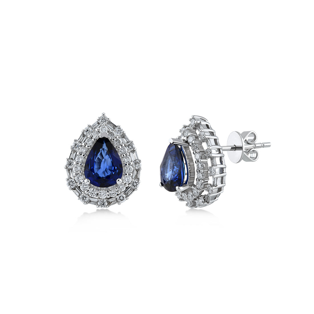 2,97 Karat Pırlanta Safir Küpe