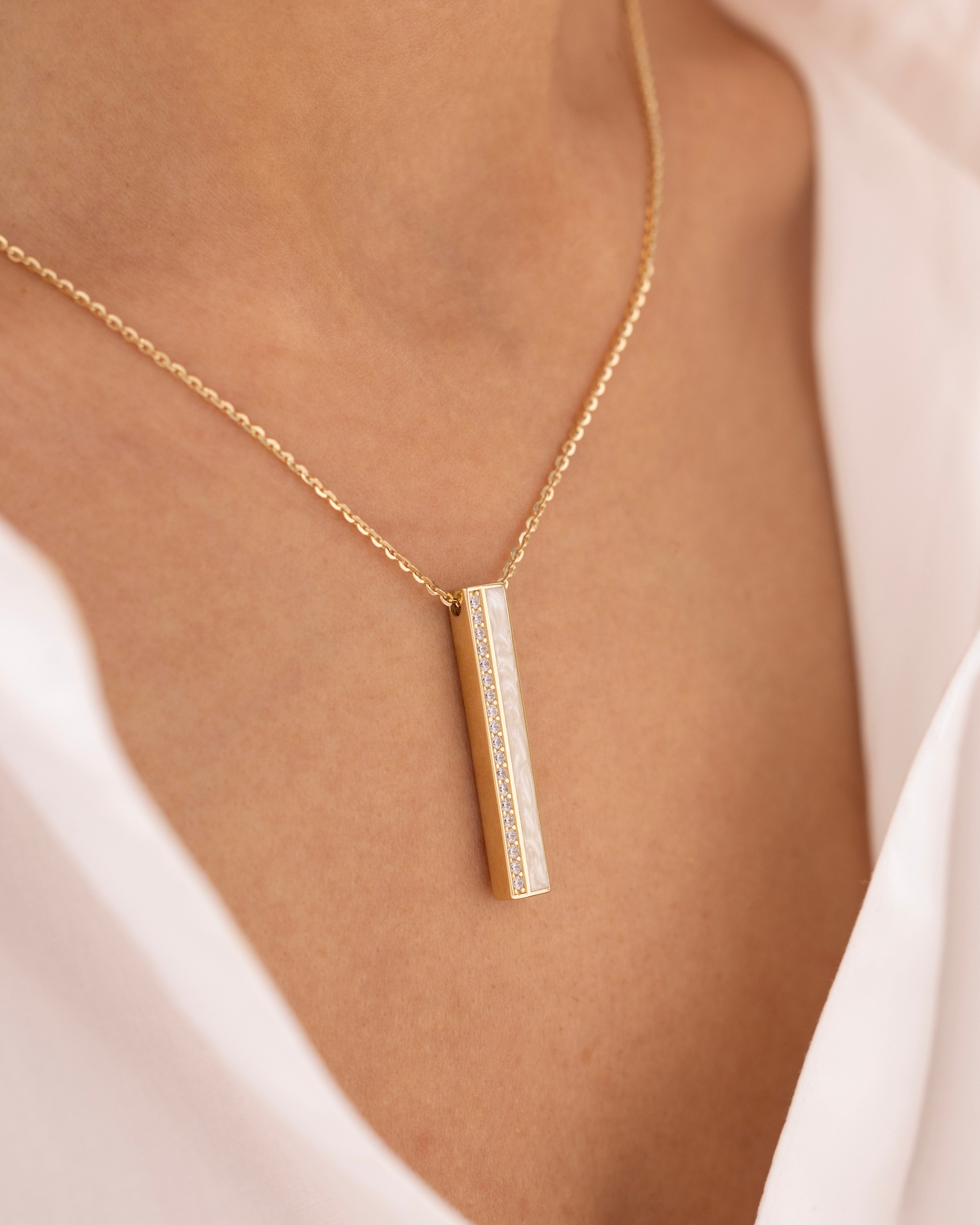 Cetaş Eterna Dikdörtgen Taşlı 14 Ayar Altın Kolye