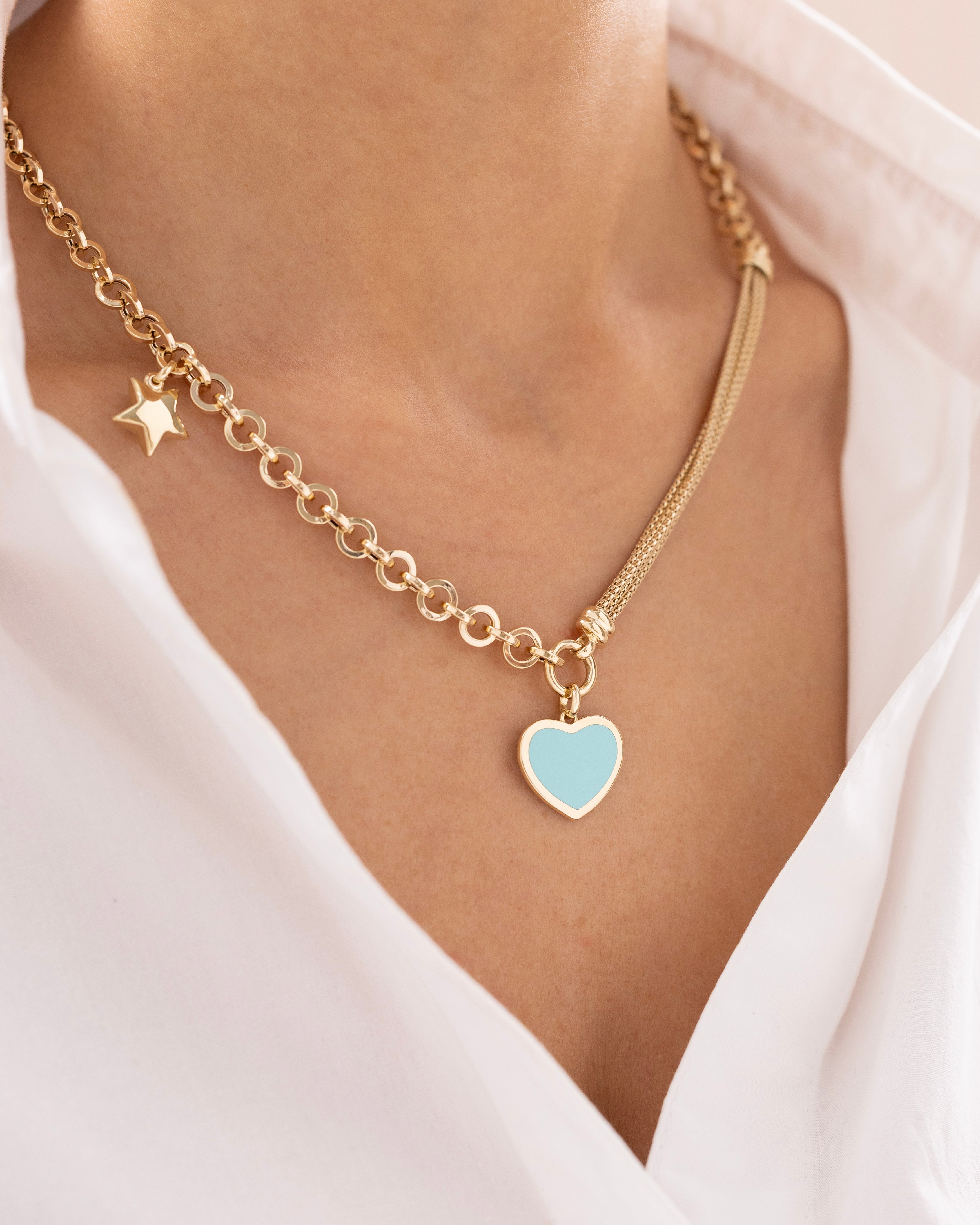 Cetaş Eterna Charm Kalp ve Yıldız 14 Ayar Altın Kolye