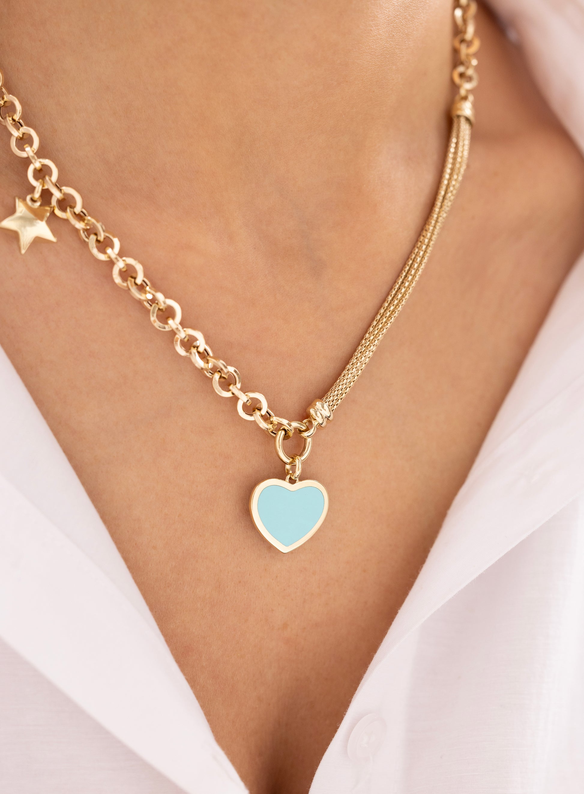 Cetaş Eterna Charm Kalp ve Yıldız 14 Ayar Altın Kolye