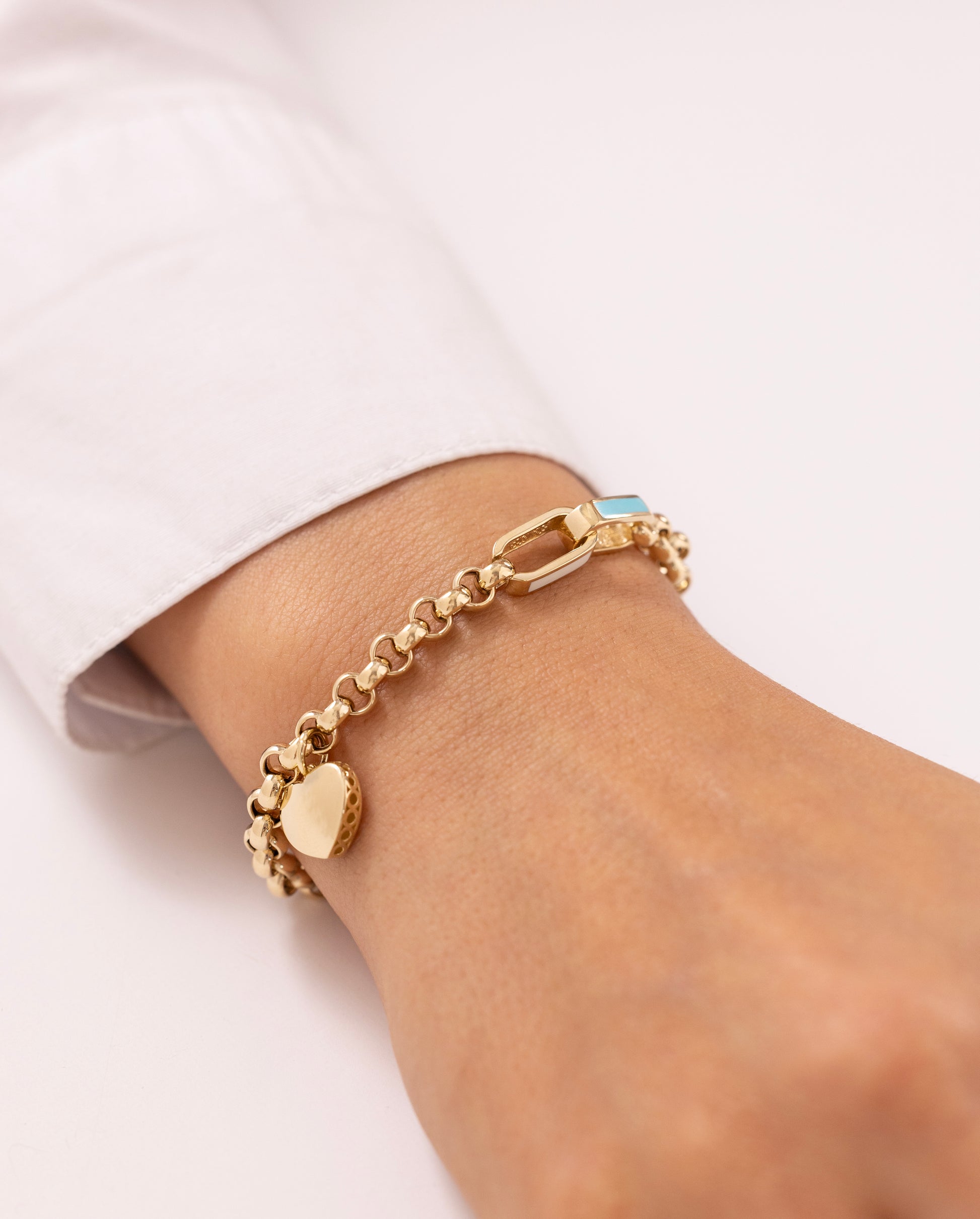 Cetaş Eterna Kalp Charmlı 14 Ayar Altın Bileklik