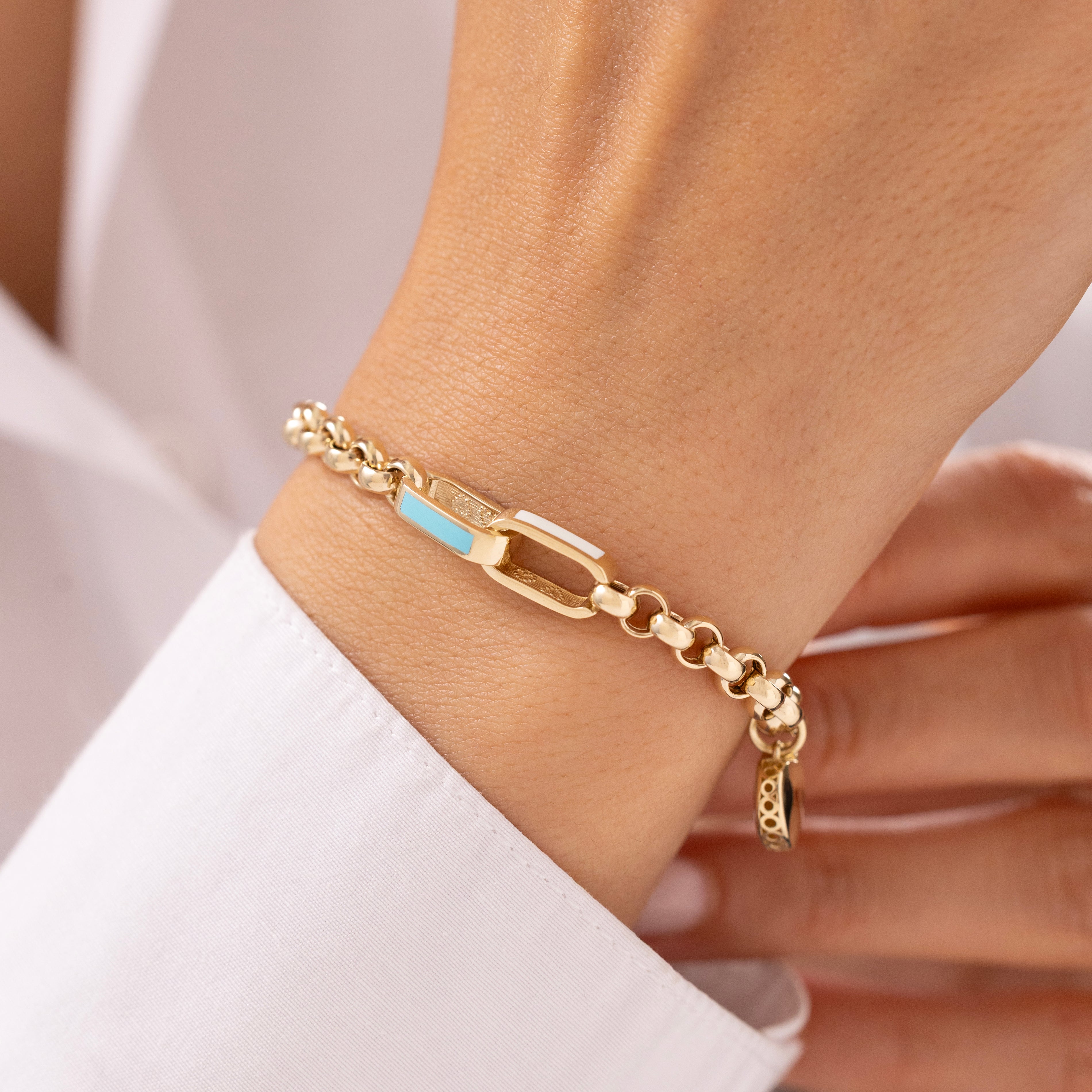 Cetaş Eterna Kalp Charmlı 14 Ayar Altın Bileklik