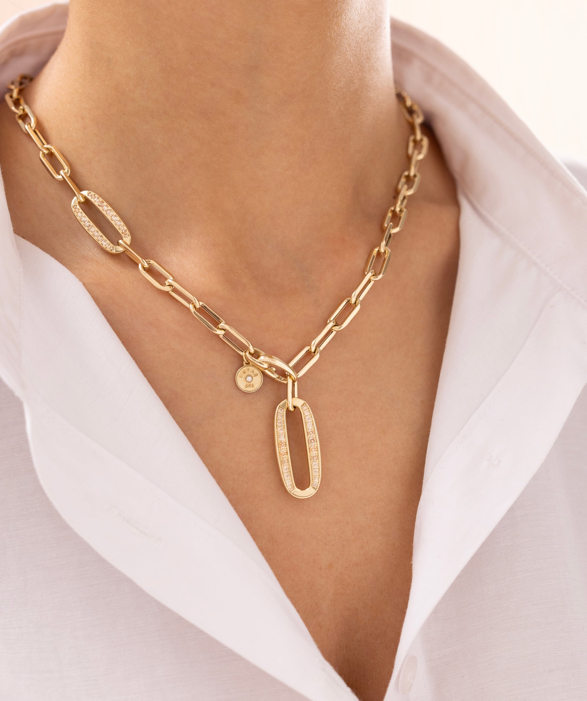 Cetaş Eterna Modern Taşlı 14 Ayar Altın Zincir Kolye