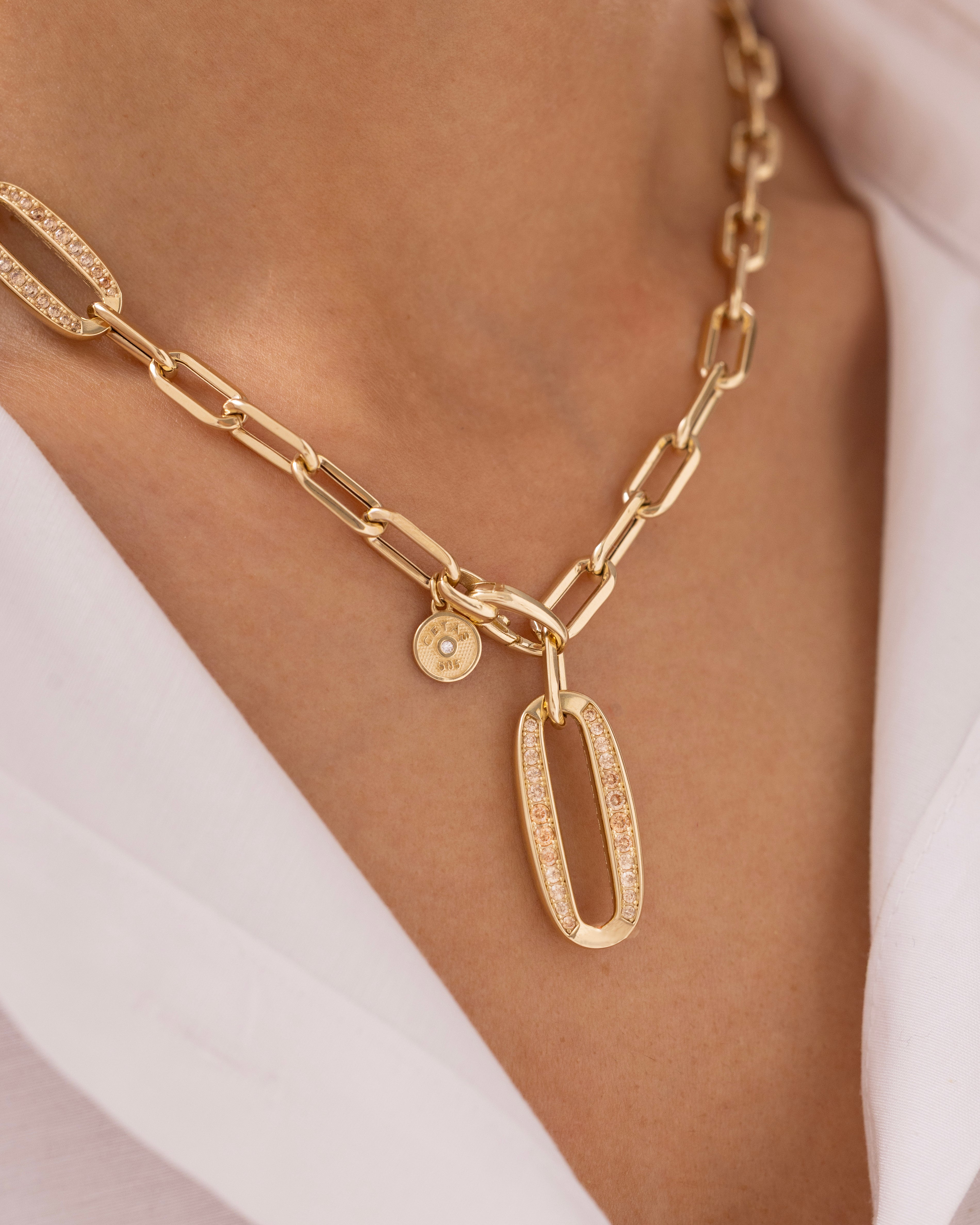 Cetaş Eterna Modern Taşlı 14 Ayar Altın Zincir Kolye