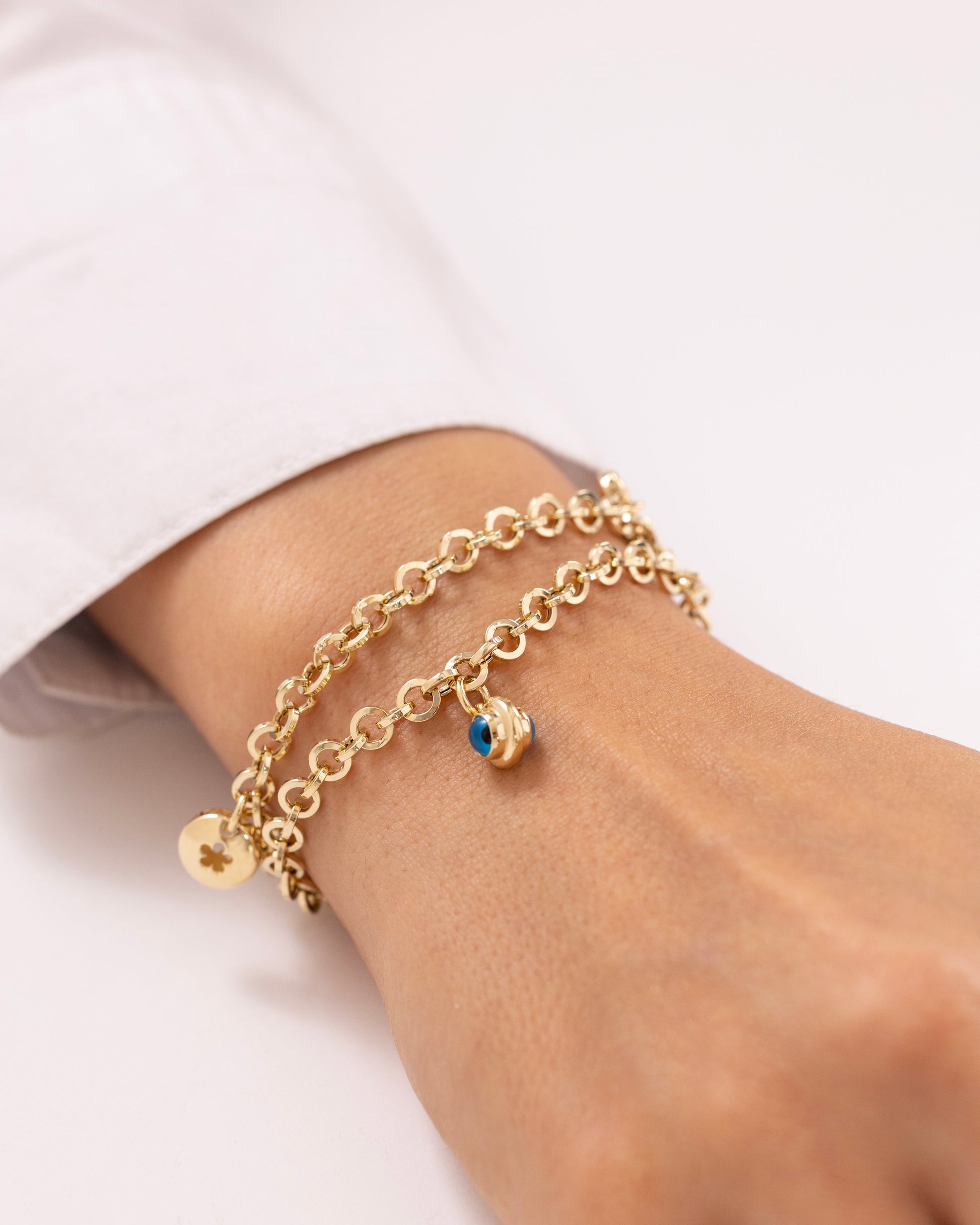 Cetaş Eterna Çift Sıra Nazar Boncuklu 14 Ayar Altın Bileklik