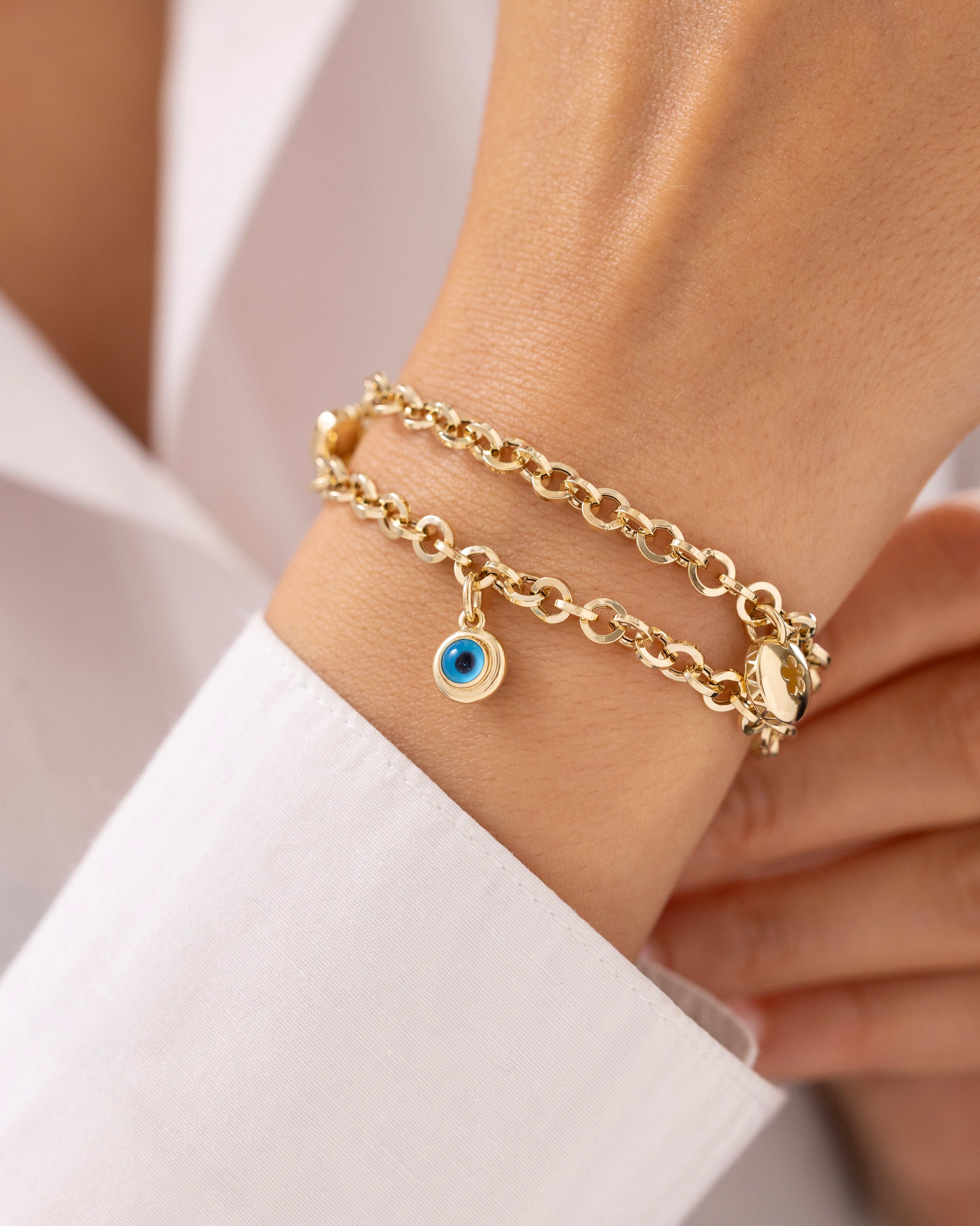 Cetaş Eterna Çift Sıra Nazar Boncuklu 14 Ayar Altın Bileklik