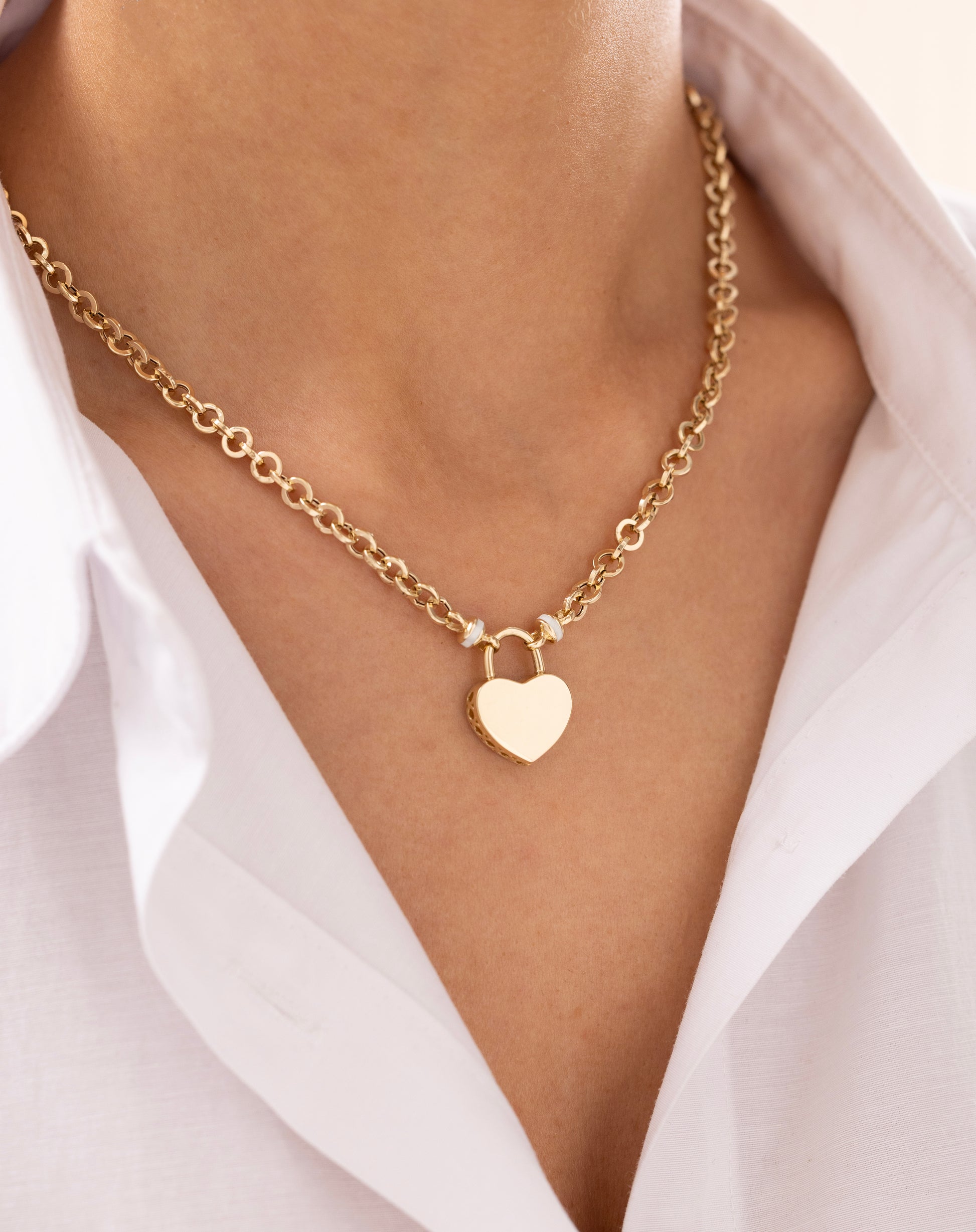 Cetaş Eterna Modern 14 Ayar Altın Kalpli Zincir Kolye