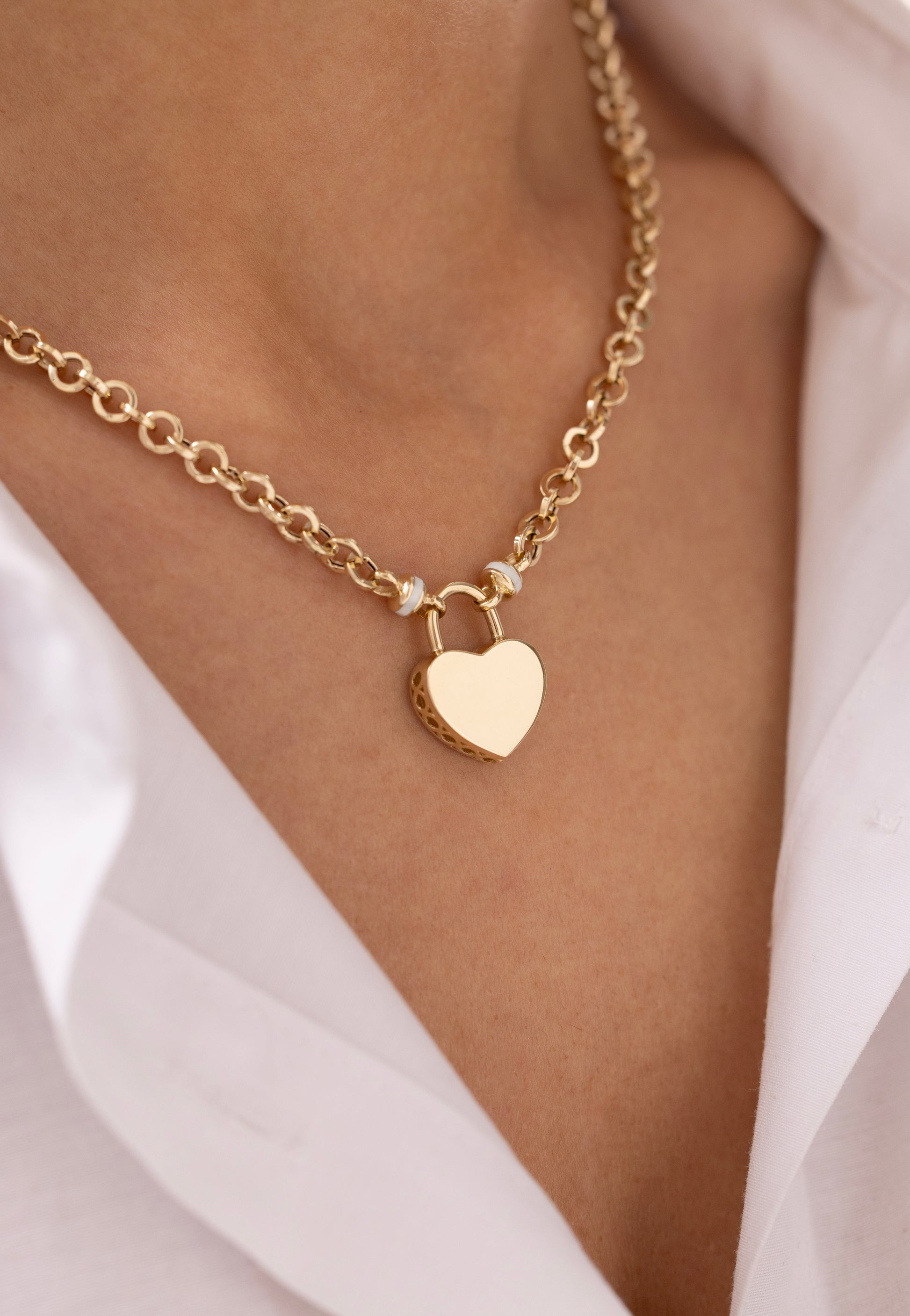 Cetaş Eterna Modern 14 Ayar Altın Kalpli Zincir Kolye