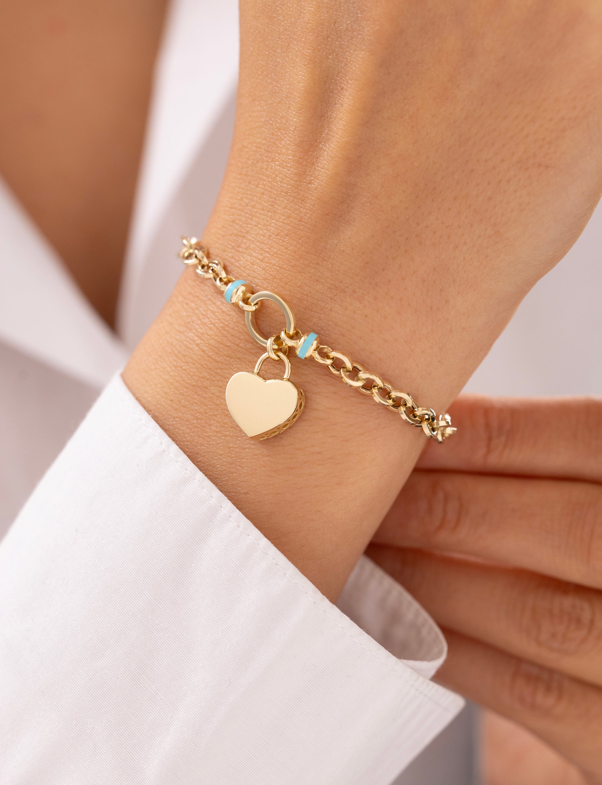 Cetaş Eterna Kalp Charmlı 14 Ayar Altın Bileklik