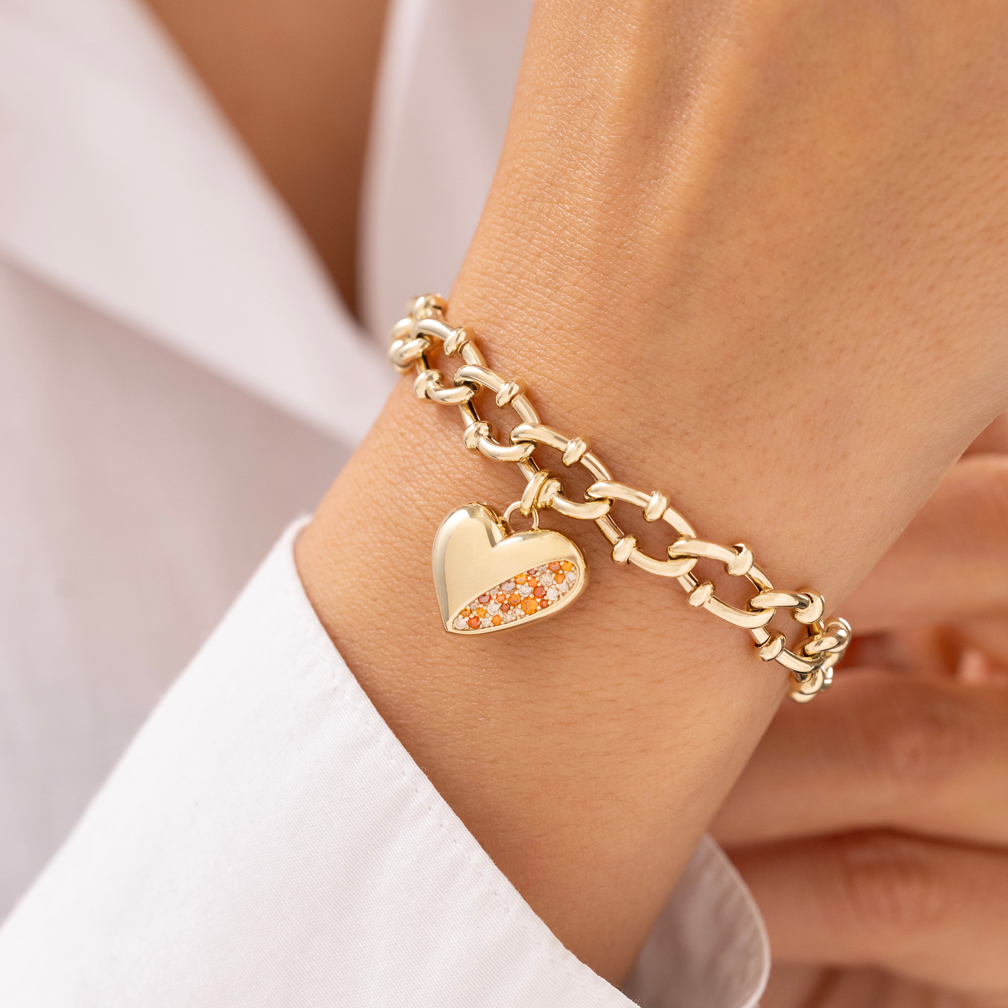 Cetaş Eterna Kalpli Taşlı 14 Ayar Altın Bileklik