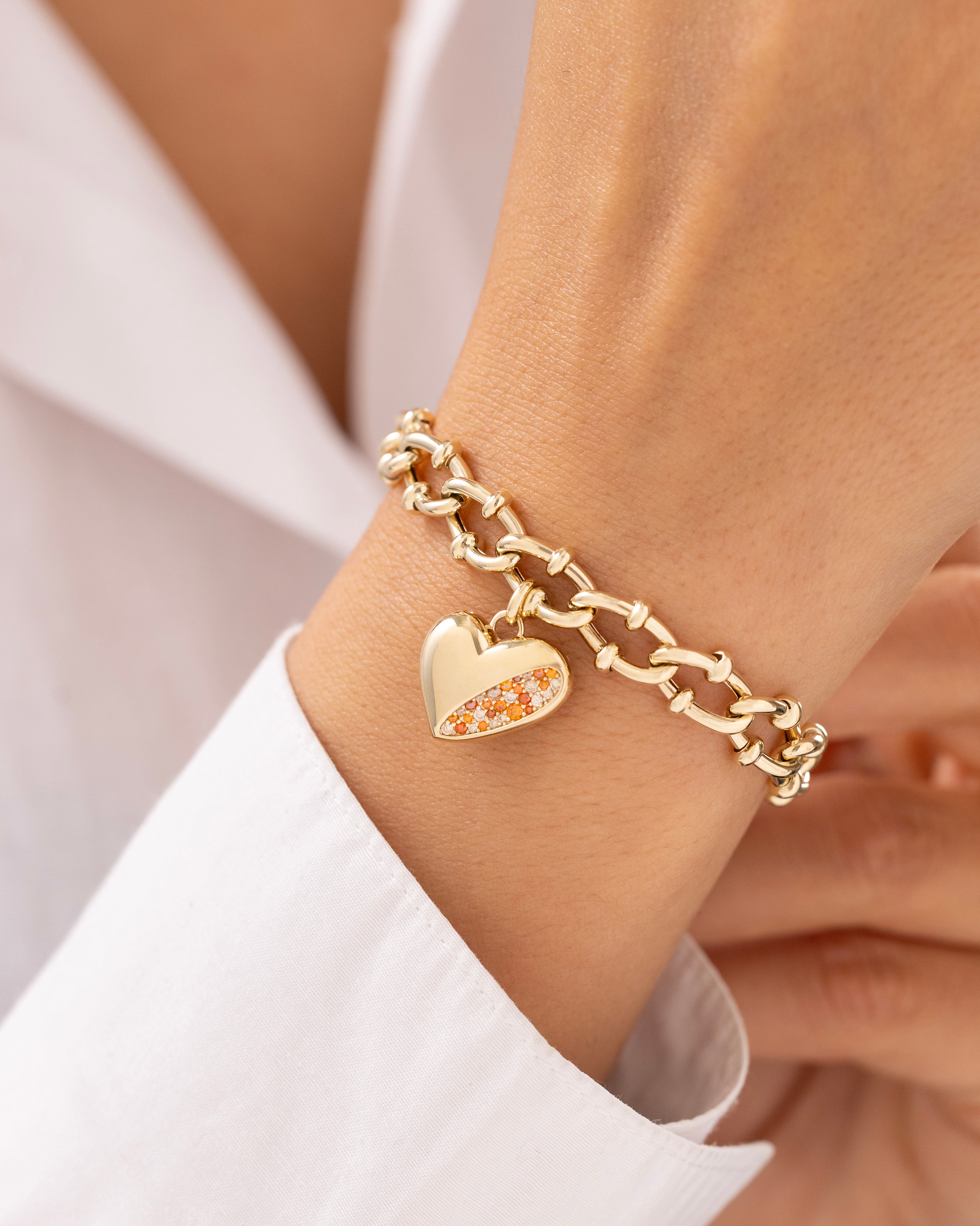 Cetaş Eterna Kalpli Taşlı 14 Ayar Altın Bileklik