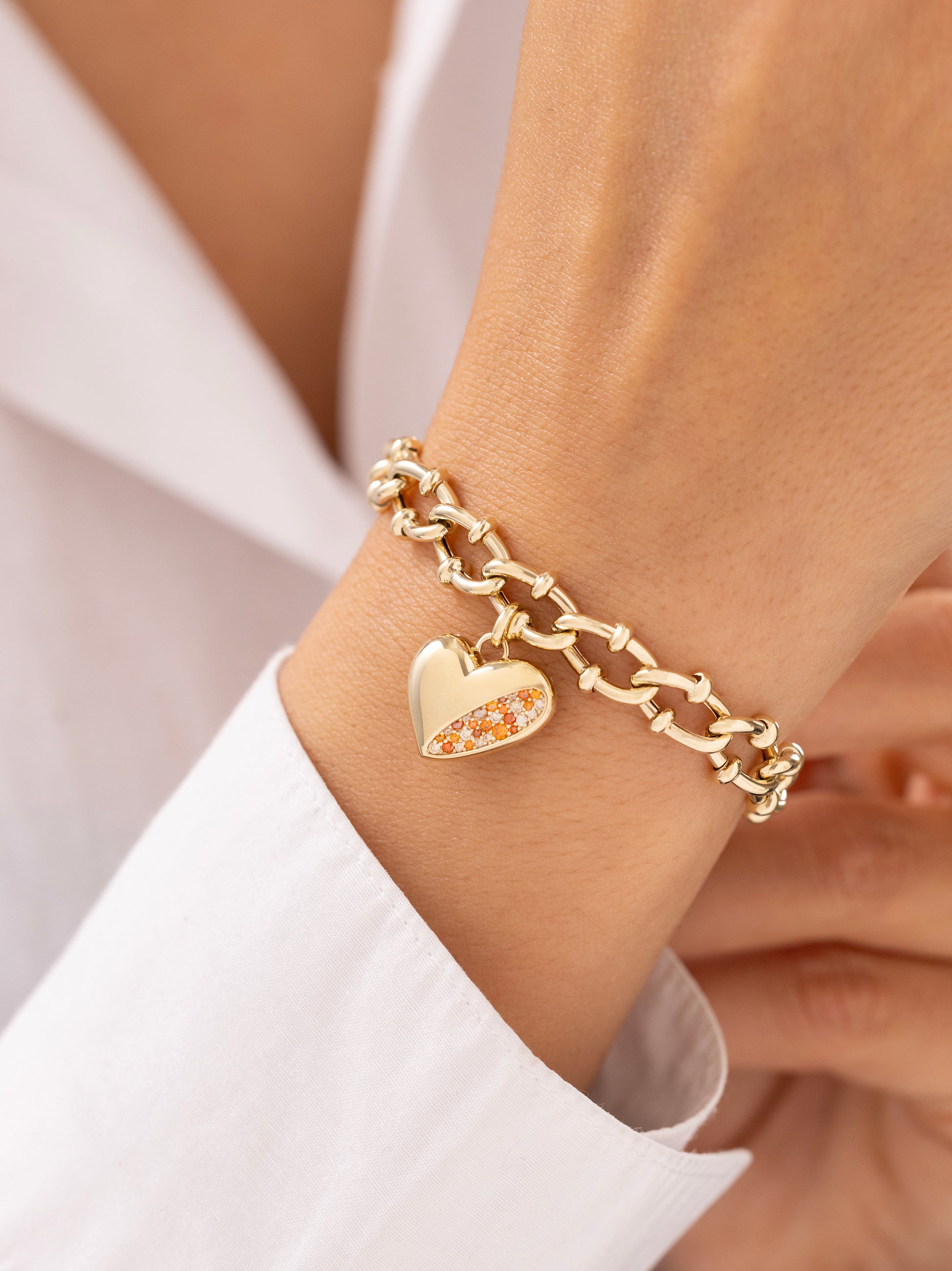 Cetaş Eterna Kalpli Taşlı 14 Ayar Altın Bileklik