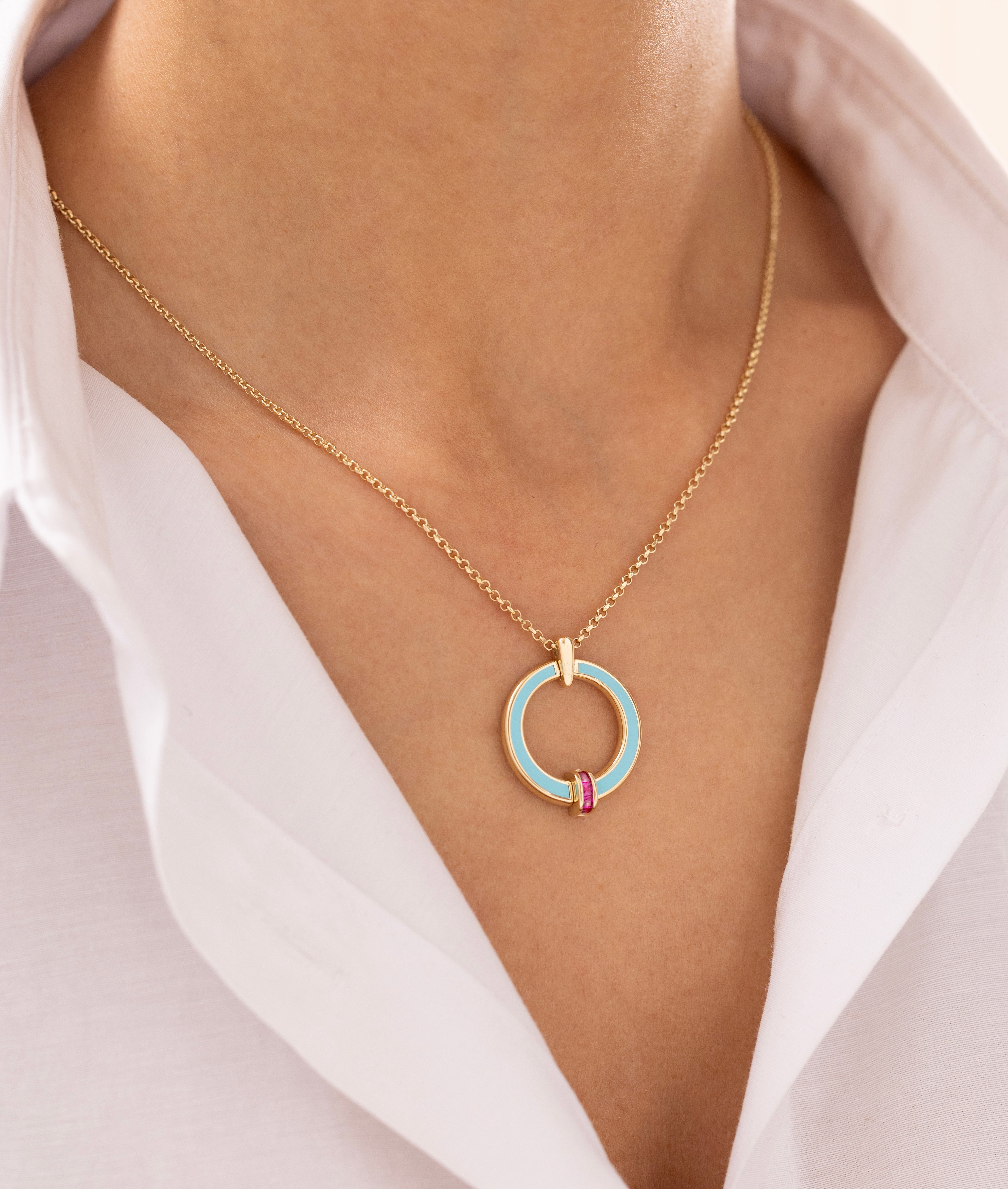 Cetaş Eterna Mavi Mineli 14 Ayar Altın Kolye