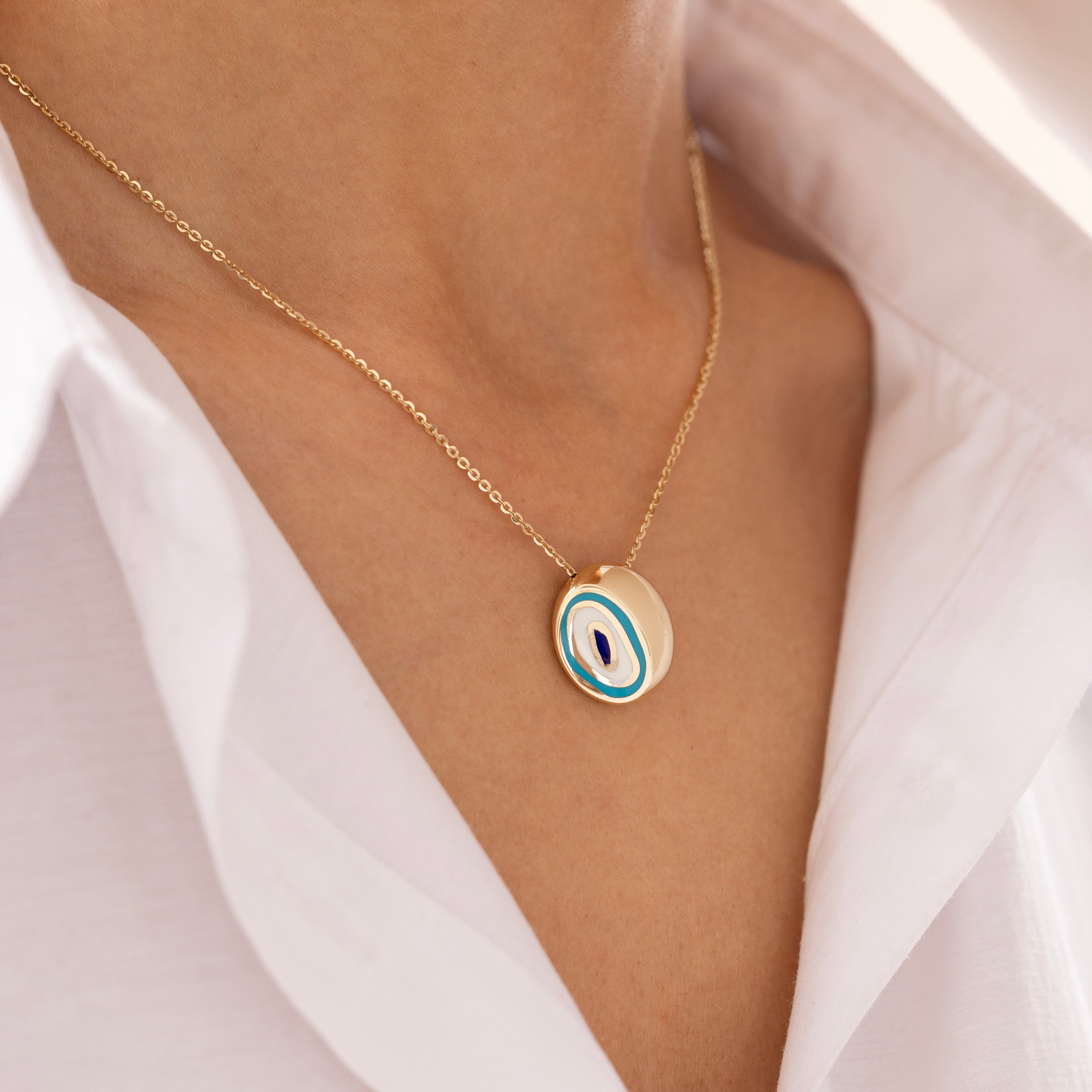 Cetaş Eterna Modern Nazar Boncuğu 14 Ayar Altın Kolye