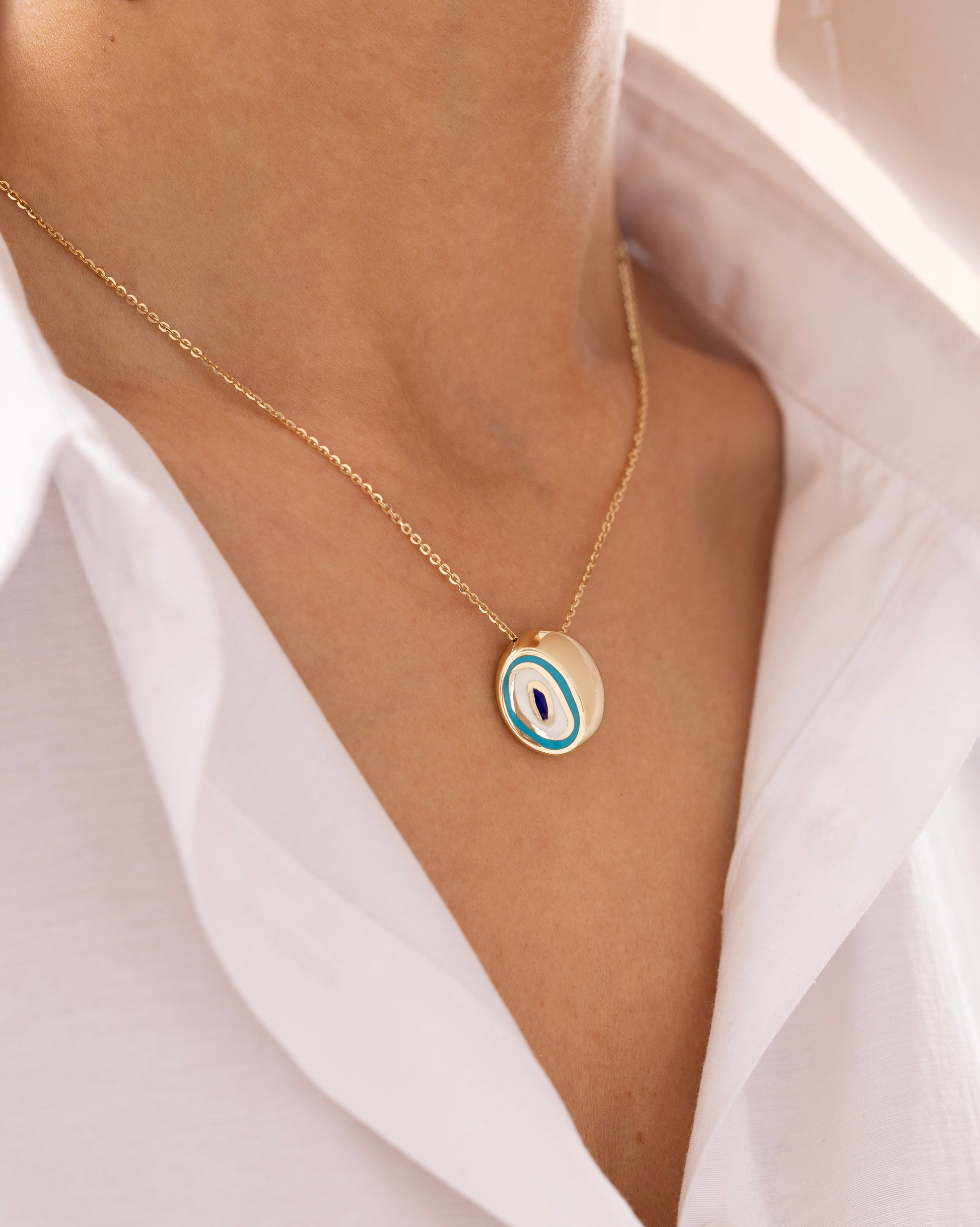 Cetaş Eterna Modern Nazar Boncuğu 14 Ayar Altın Kolye