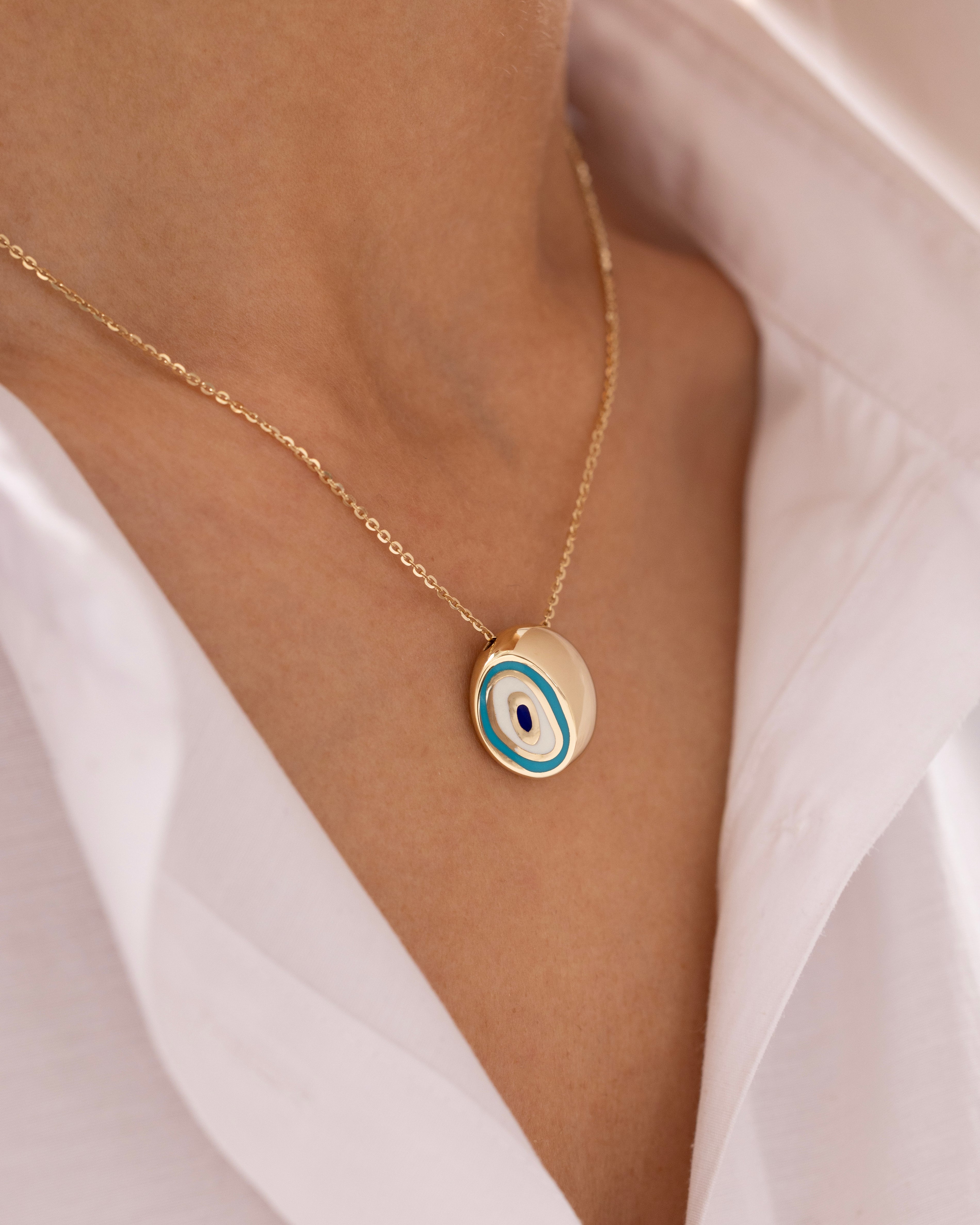 Cetaş Eterna Modern Nazar Boncuğu 14 Ayar Altın Kolye