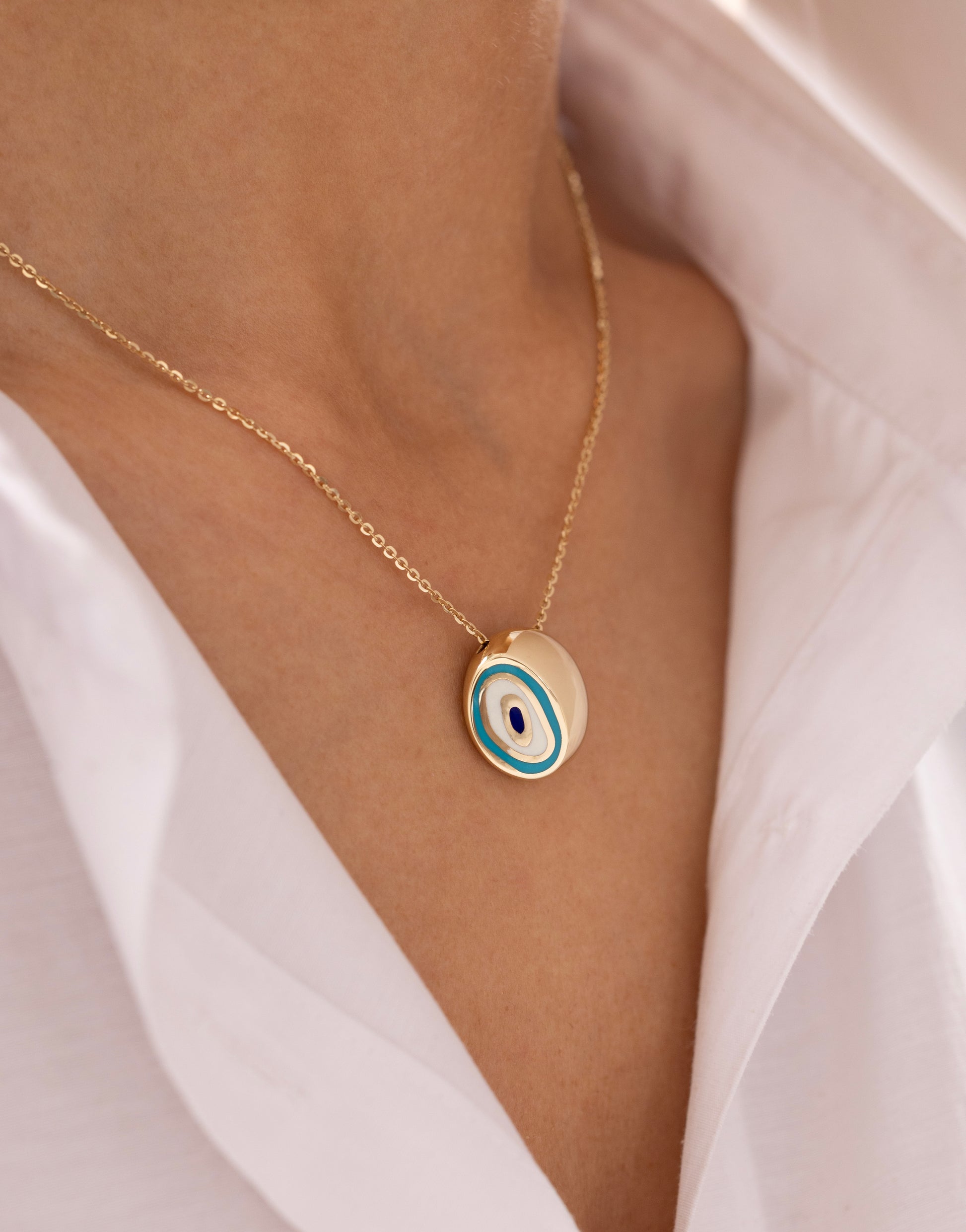 Cetaş Eterna Modern Nazar Boncuğu 14 Ayar Altın Kolye