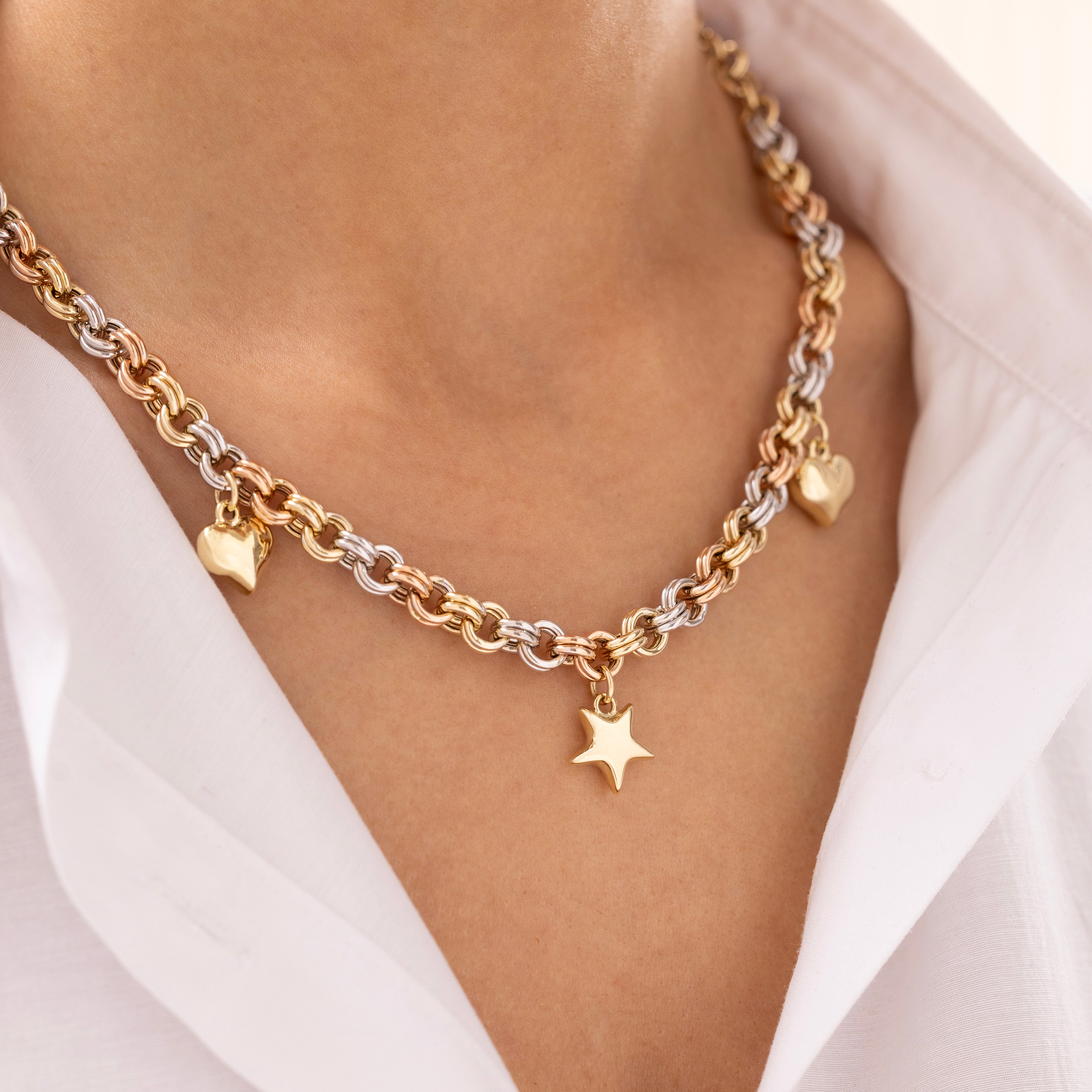 Cetaş Eterna Rose Beyaz 14 Ayar Altın Zincir Kolye