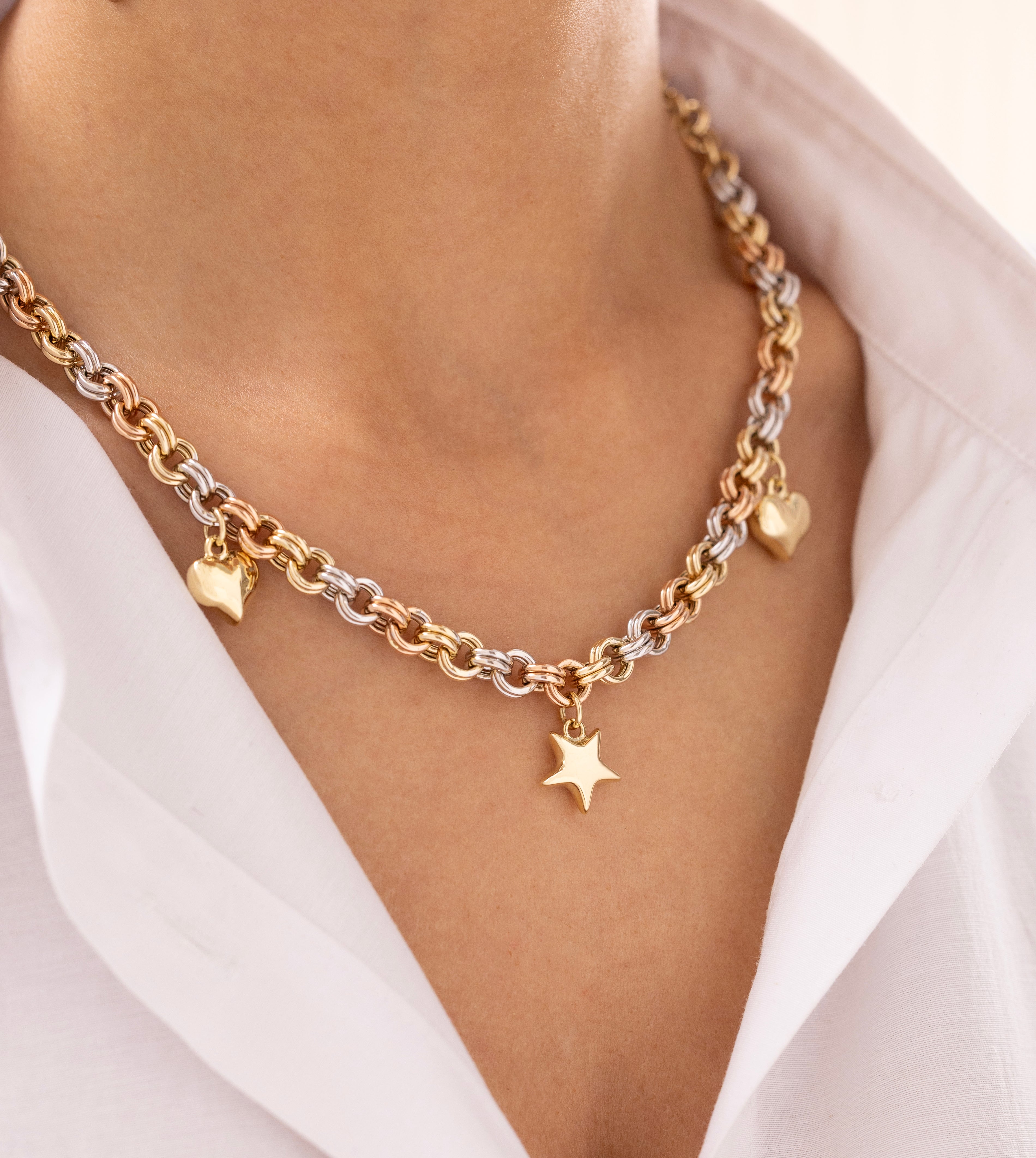 Cetaş Eterna Rose Beyaz 14 Ayar Altın Zincir Kolye