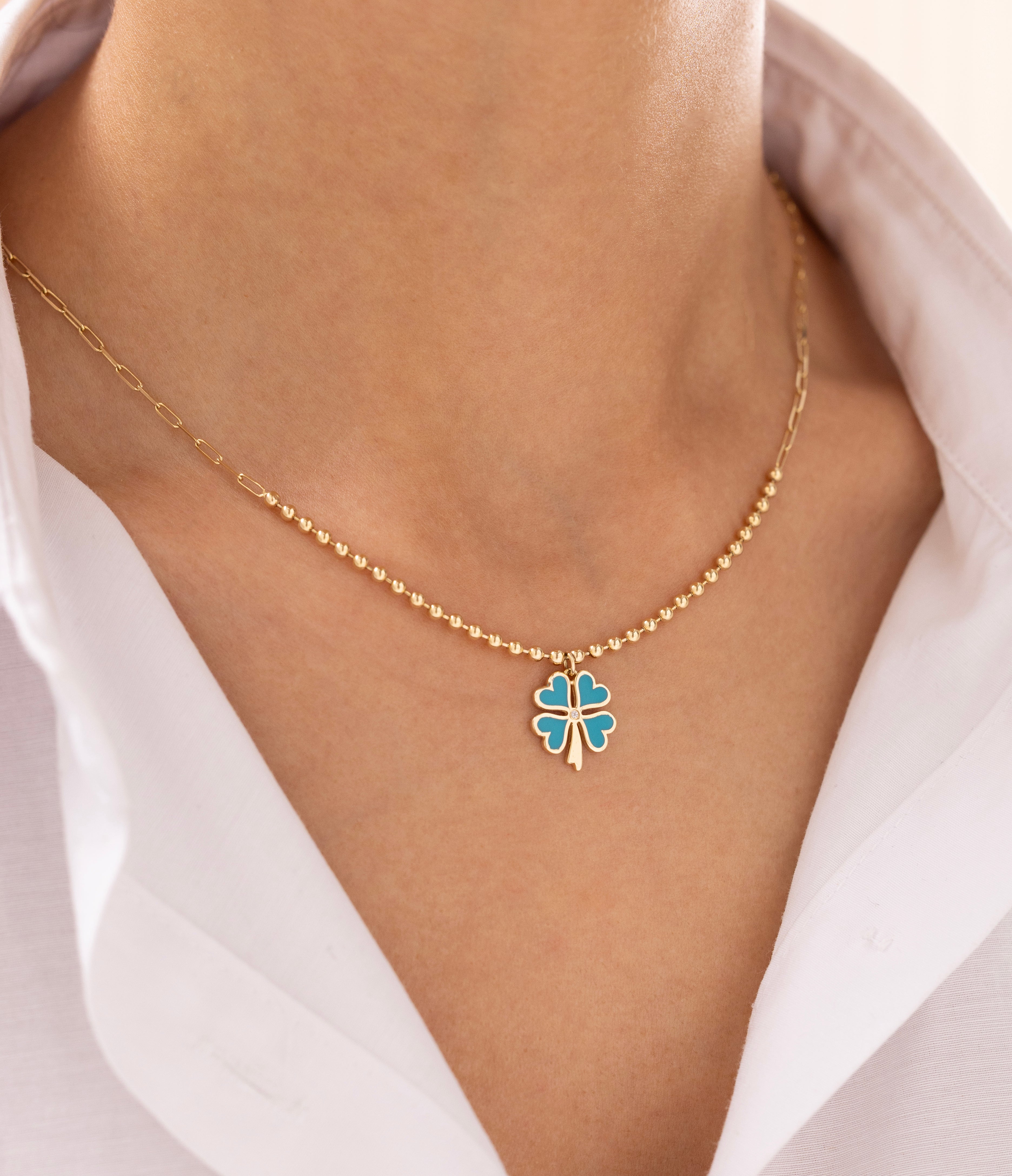 Cetaş Eterna Yonca 14 Ayar Altın Kolye