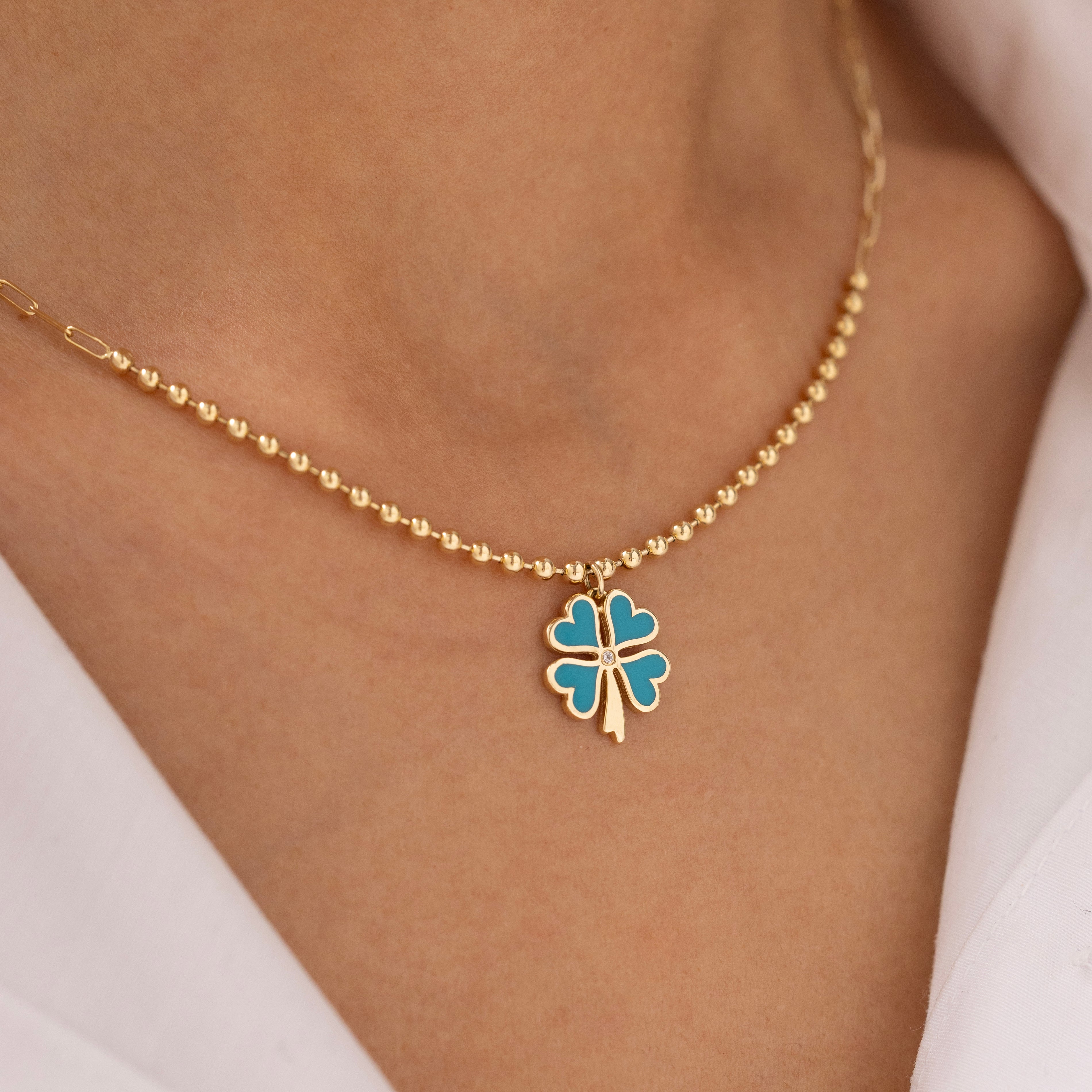 Cetaş Eterna Yonca 14 Ayar Altın Kolye