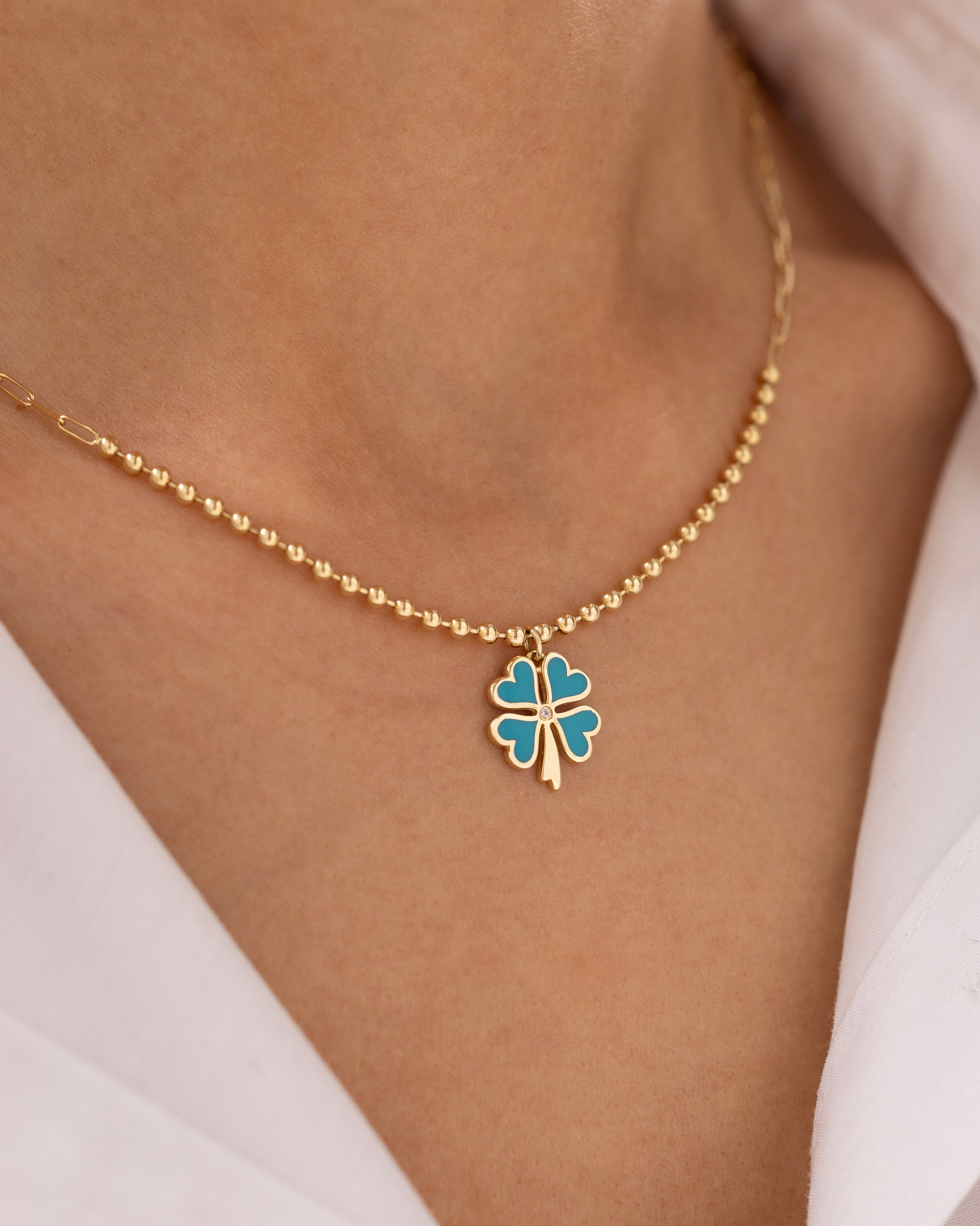 Cetaş Eterna Yonca 14 Ayar Altın Kolye