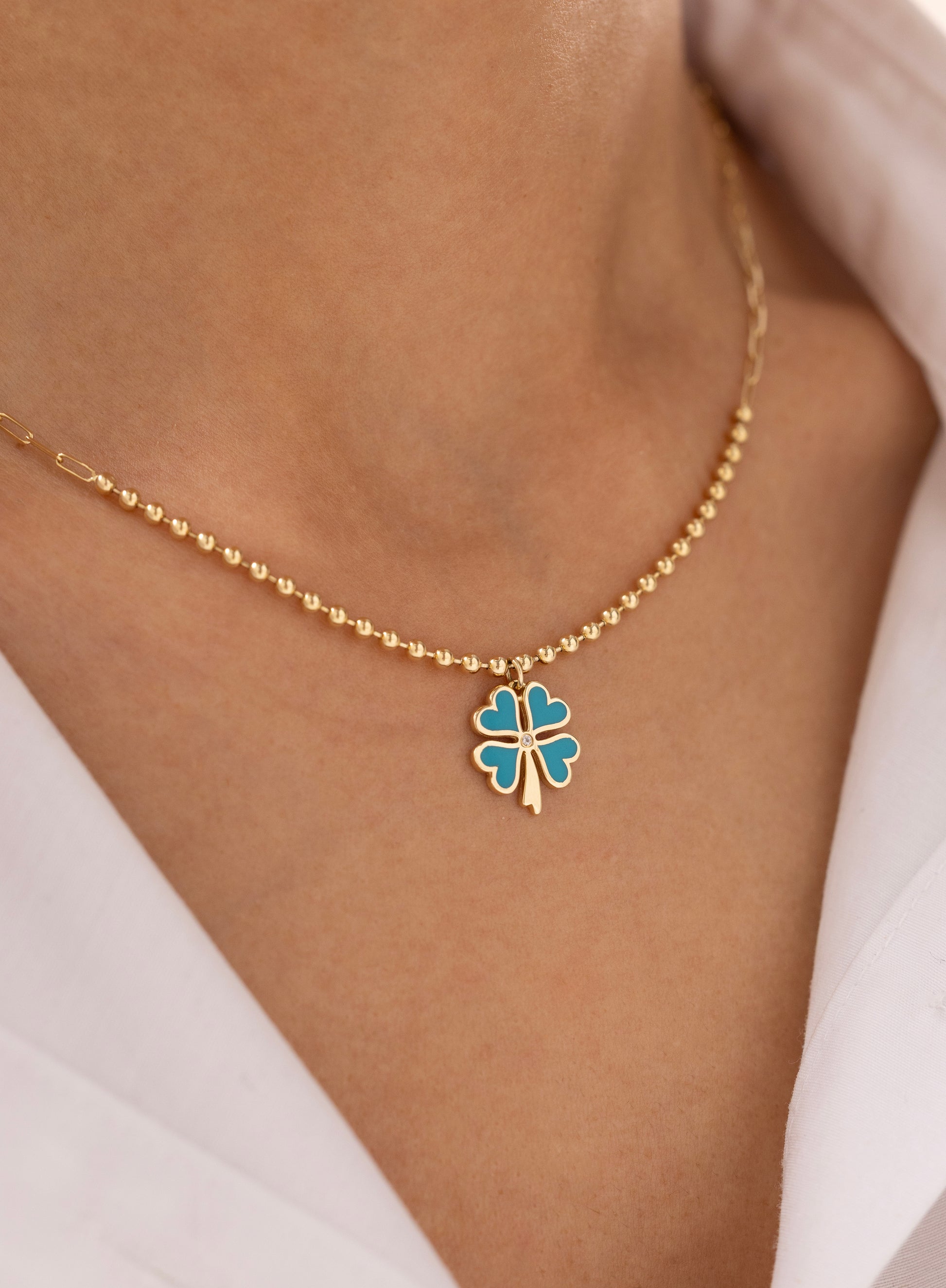 Cetaş Eterna Yonca 14 Ayar Altın Kolye