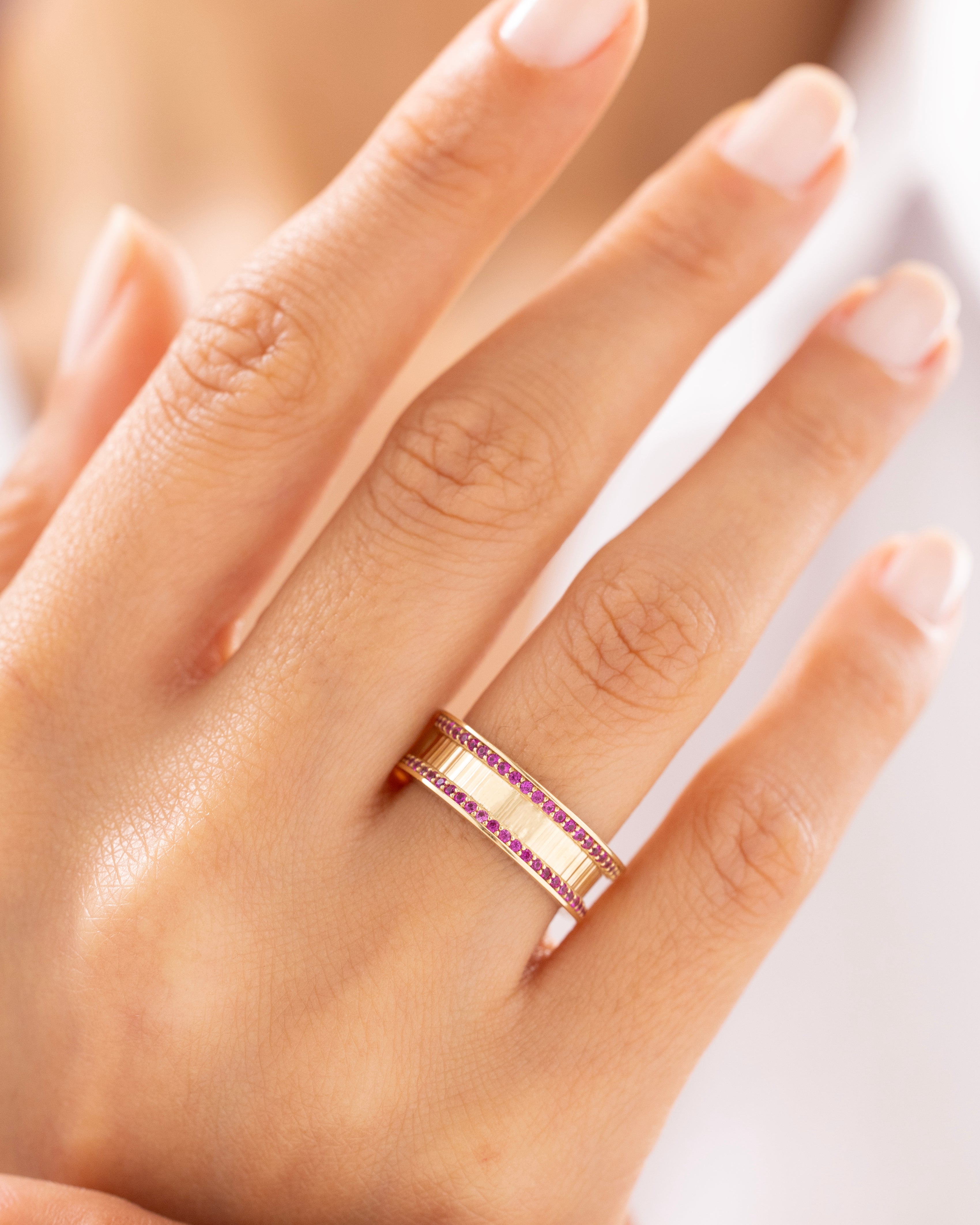 Cetaş Eterna Pembe Taşlı 14 Ayar Altın Yüzük