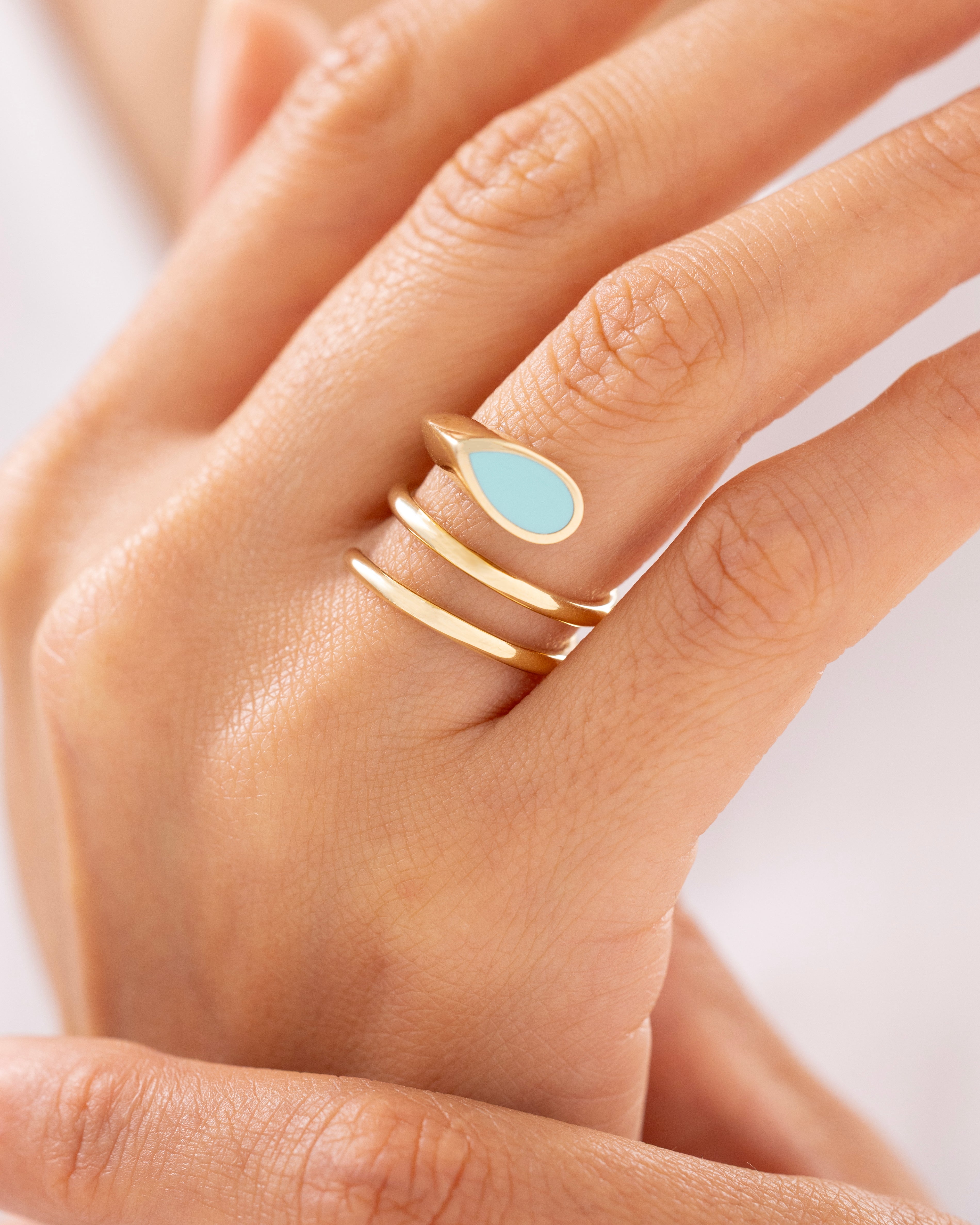 Cetaş Eterna Turkuaz 14 Ayar Altın Yüzük