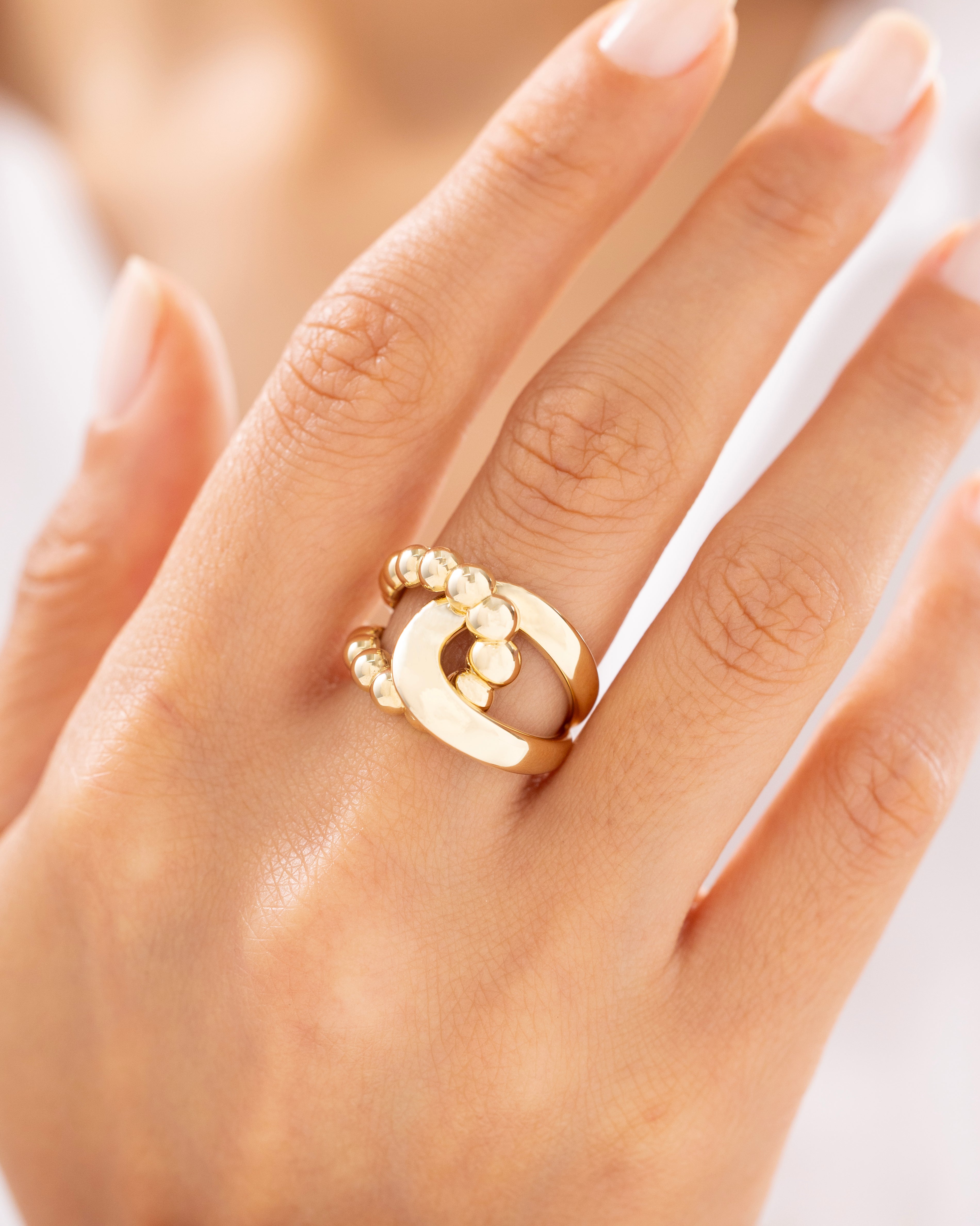 Cetaş Eterna Boncuklu 14 Ayar Altın Yüzük