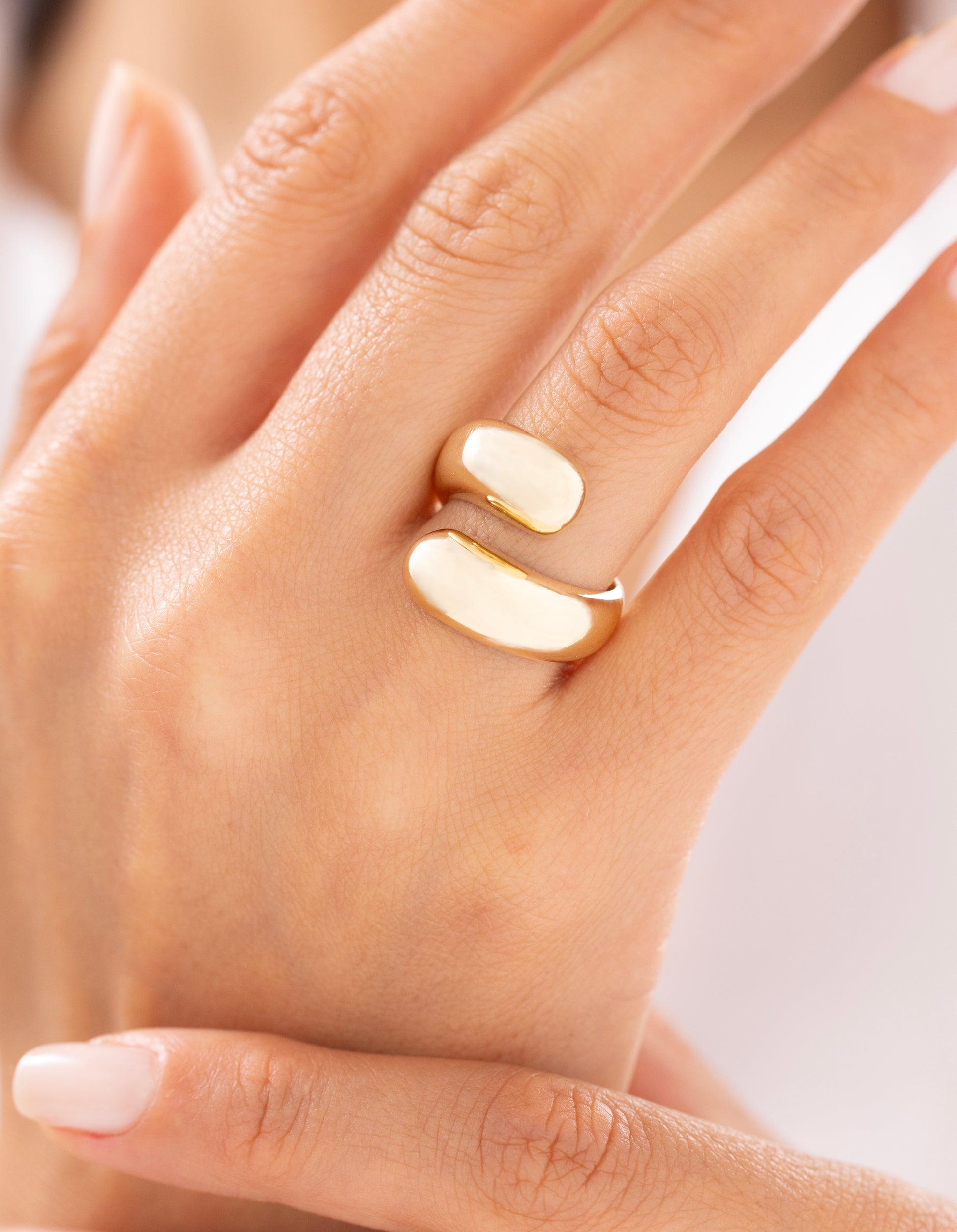 Cetaş Eterna İkili Tasarım Açık 14 Ayar Altın Yüzük