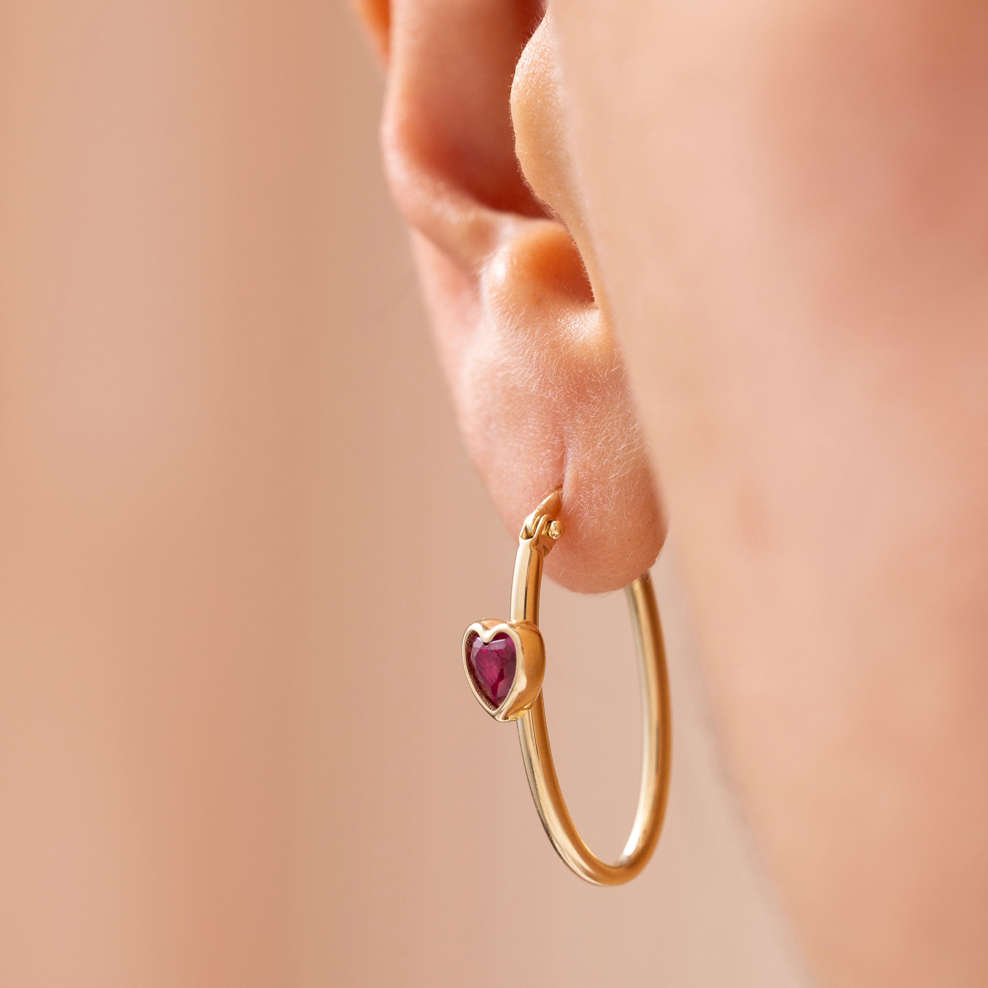 Cetaş Eterna Kalpli Halka 14 Ayar Altın Küpe