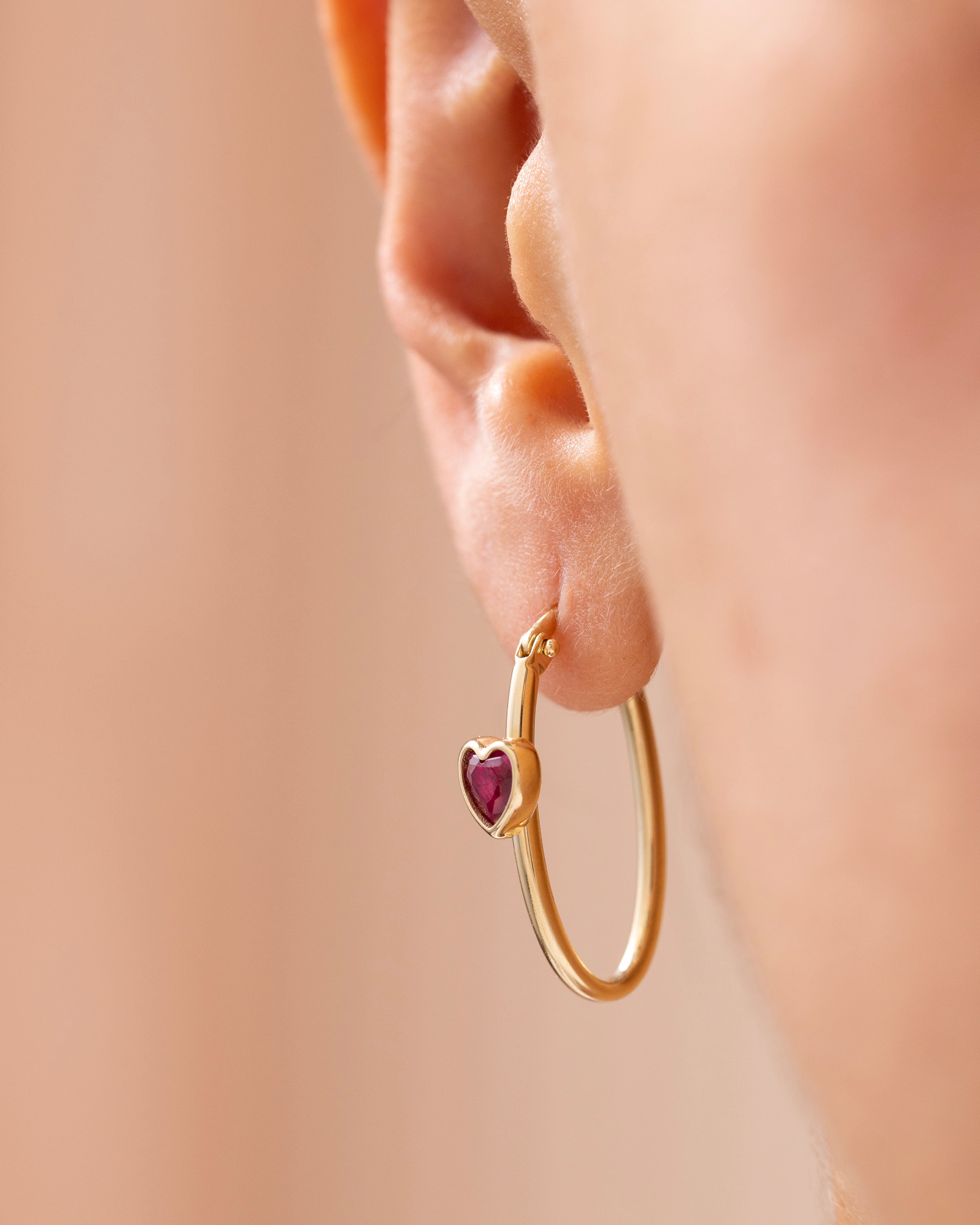 Cetaş Eterna Kalpli Halka 14 Ayar Altın Küpe