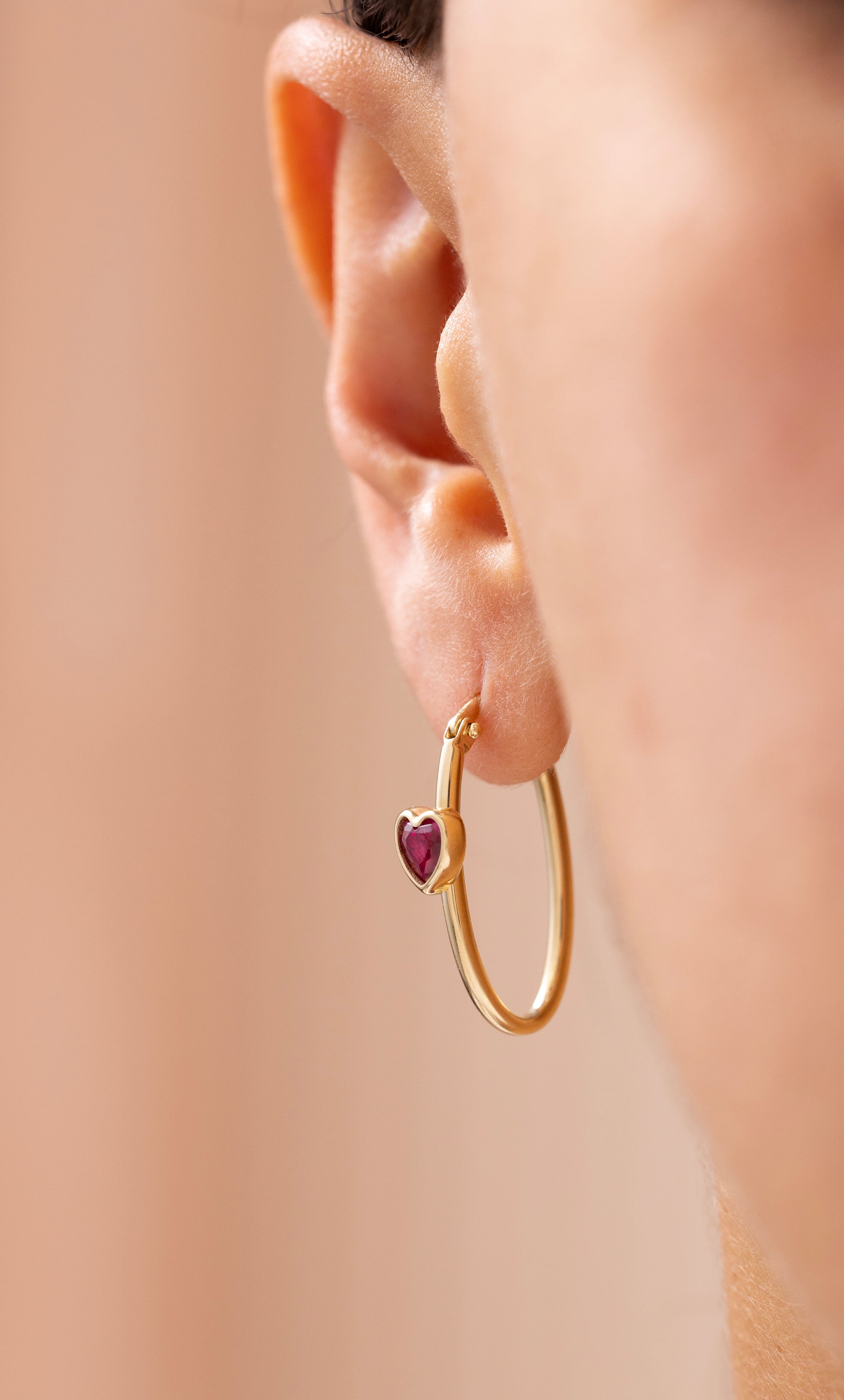 Cetaş Eterna Kalpli Halka 14 Ayar Altın Küpe