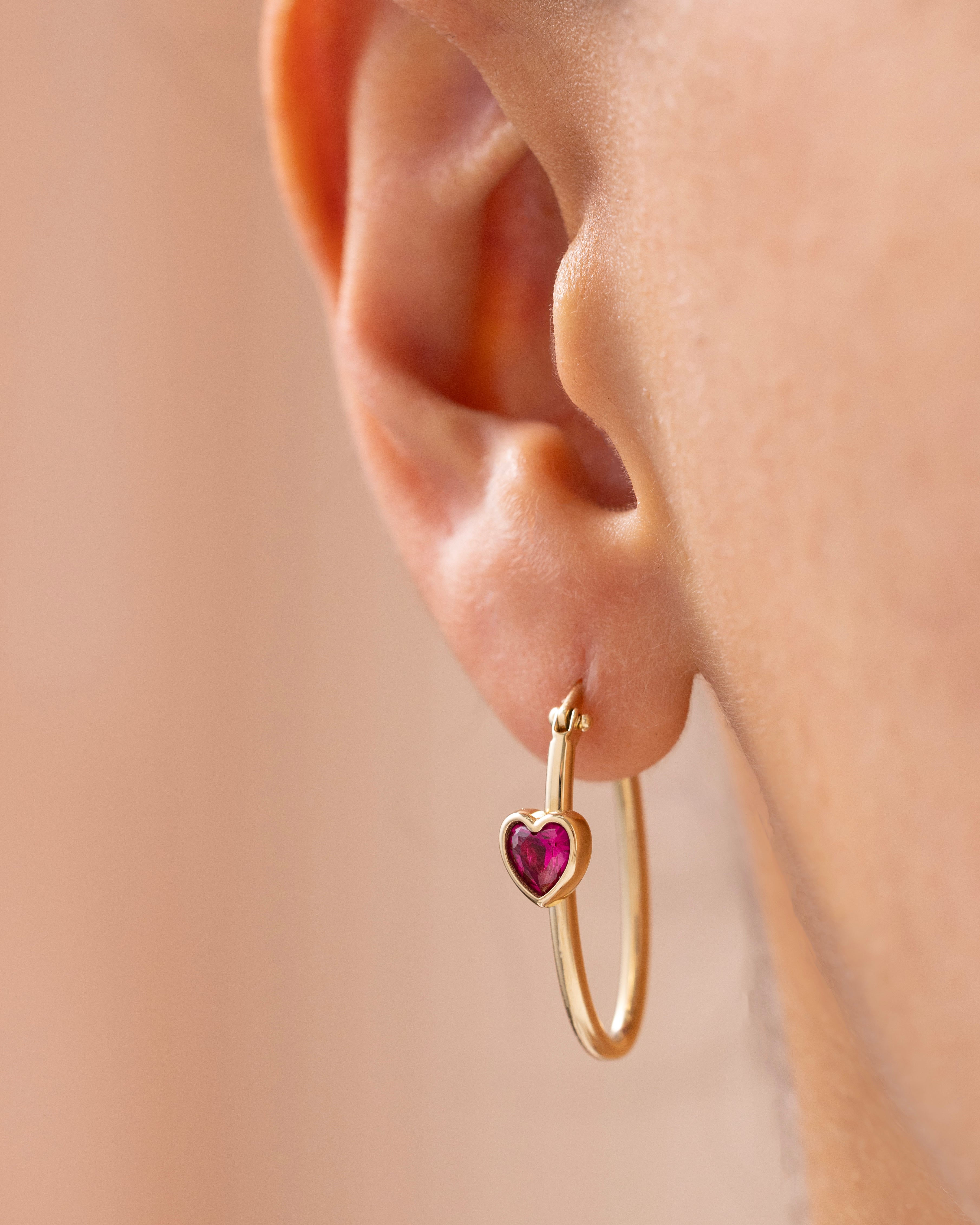 Cetaş Eterna Kalpli Halka 14 Ayar Altın Küpe